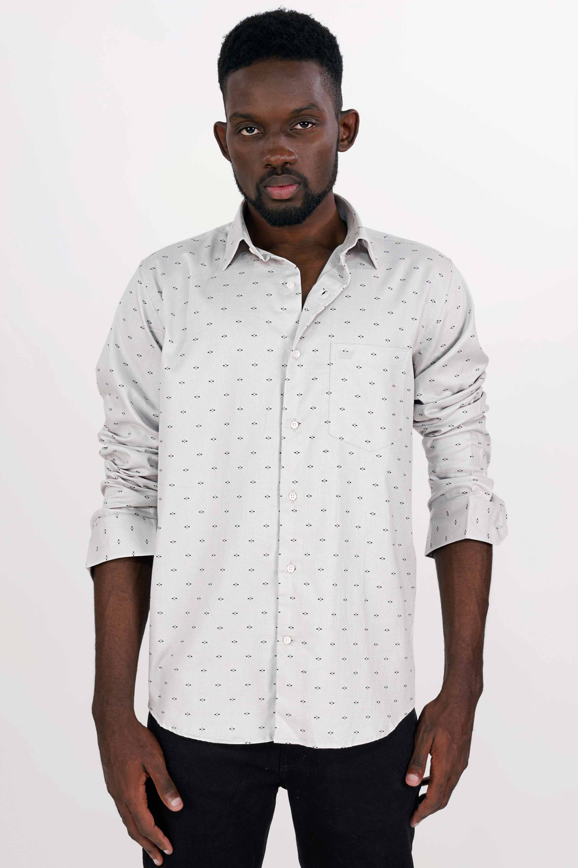 Grey polka dot hot sale shirt