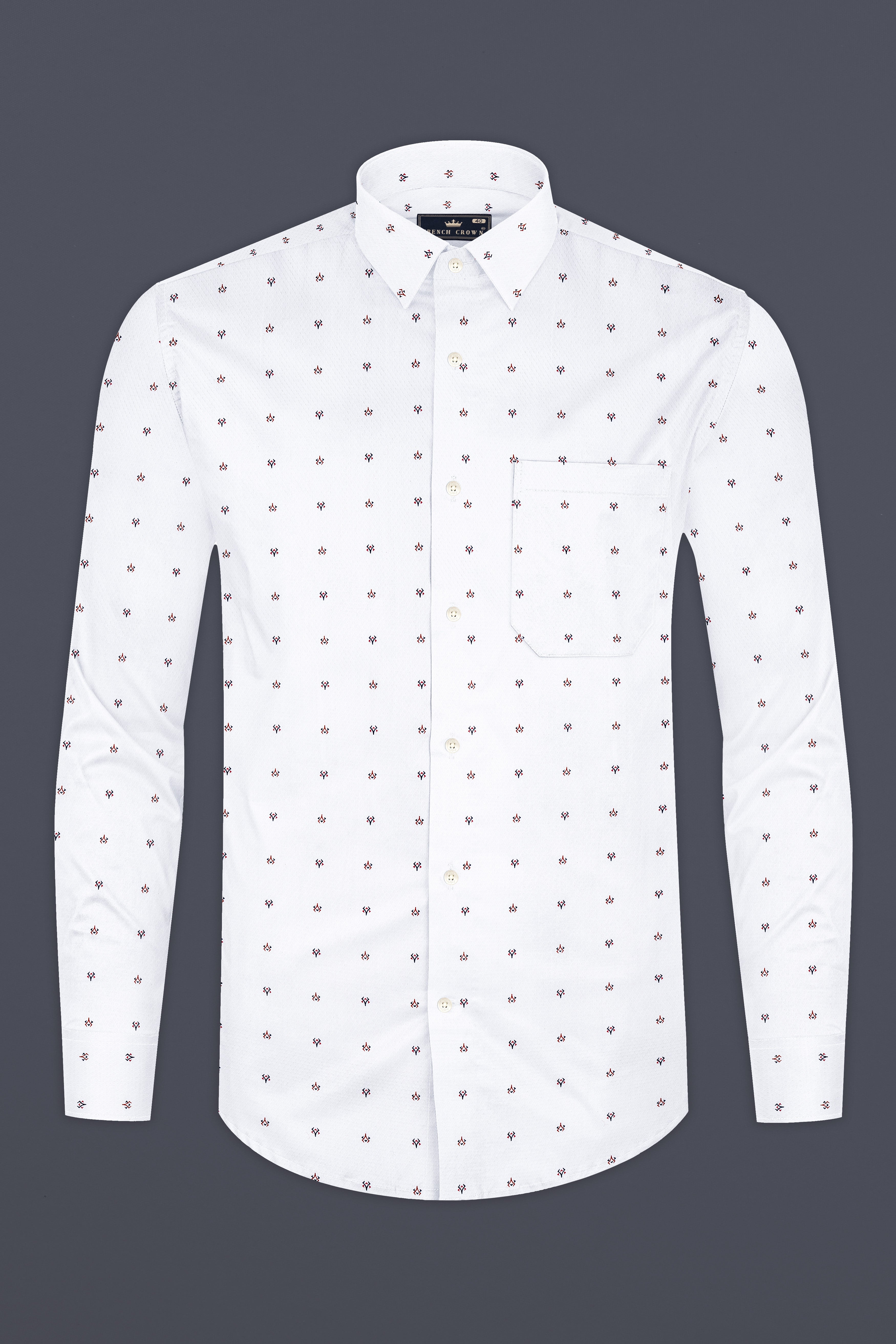 Bright White Dobby Textured Premium Giza Cotton Shirt