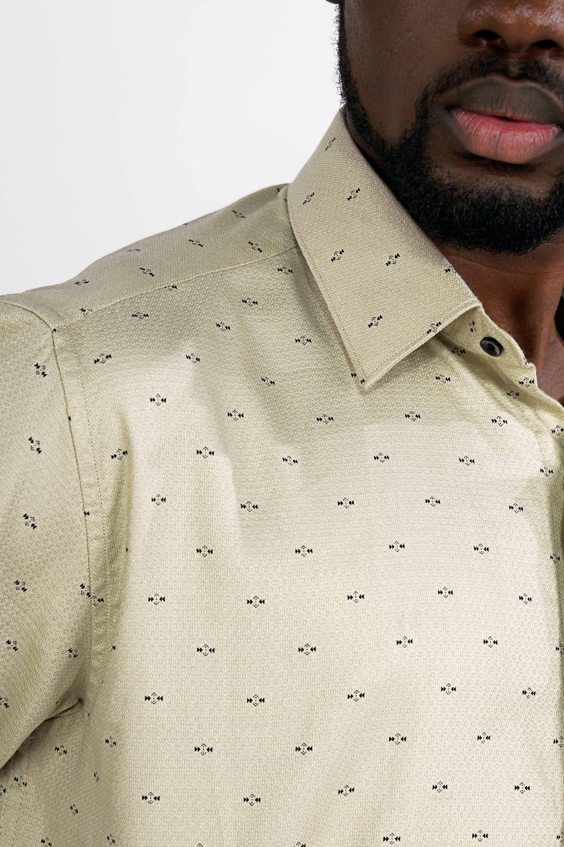 Coral Reef Brown Dobby Textured Premium Giza Cotton Shirt