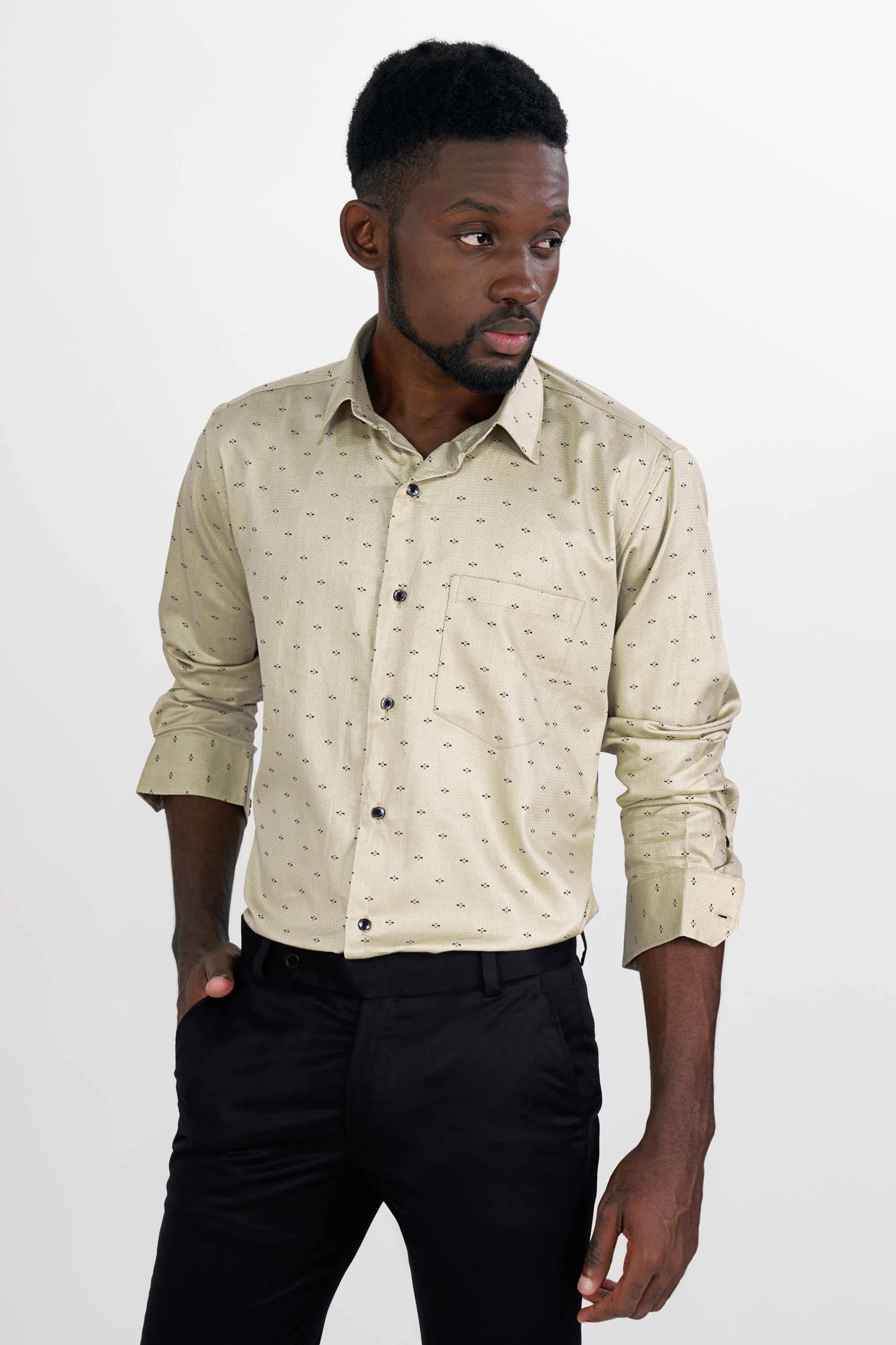 French Crown Coral Reef Brown Formal/Casual Textured Premium Cotton Shirt For Men, 42 / L / Half / Short Sleeves