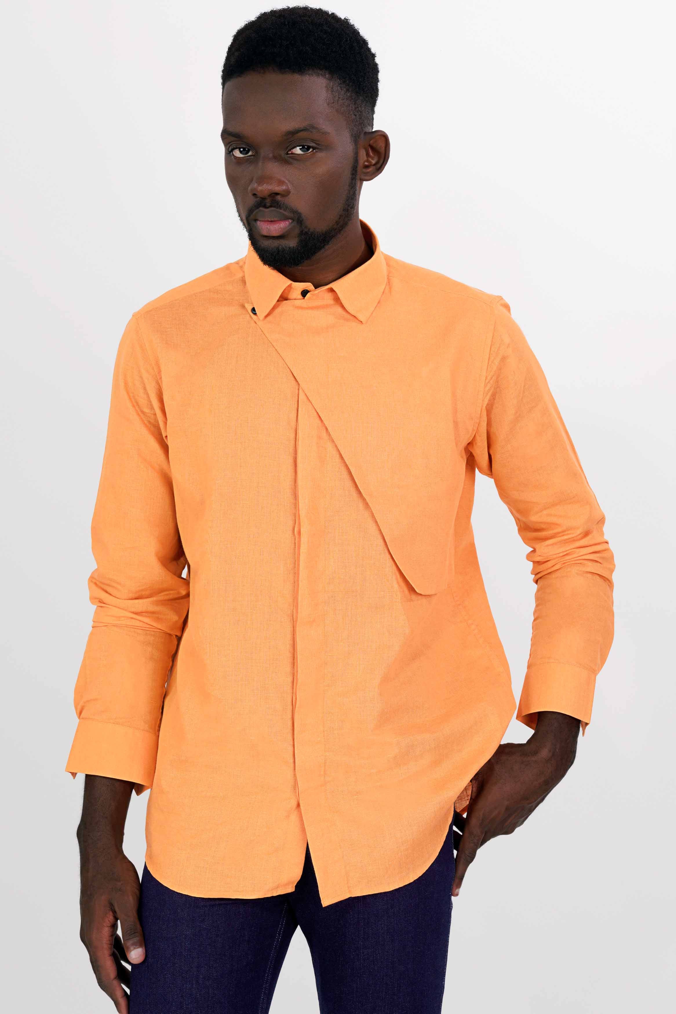 Apache Orange Luxurious Linen Designer Shirt