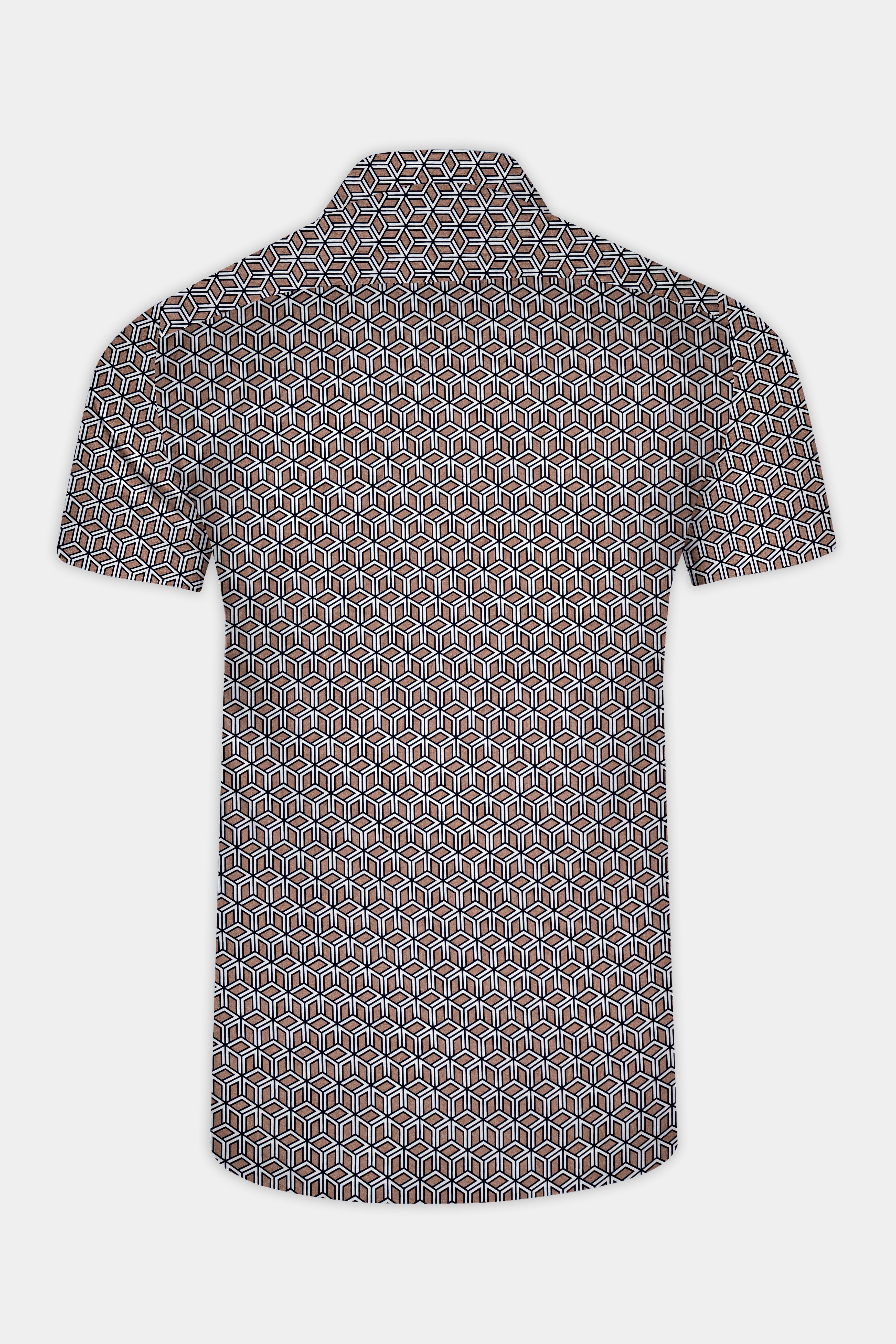 Sandrift Brown Cuble Printed Premium Cotton Shirt