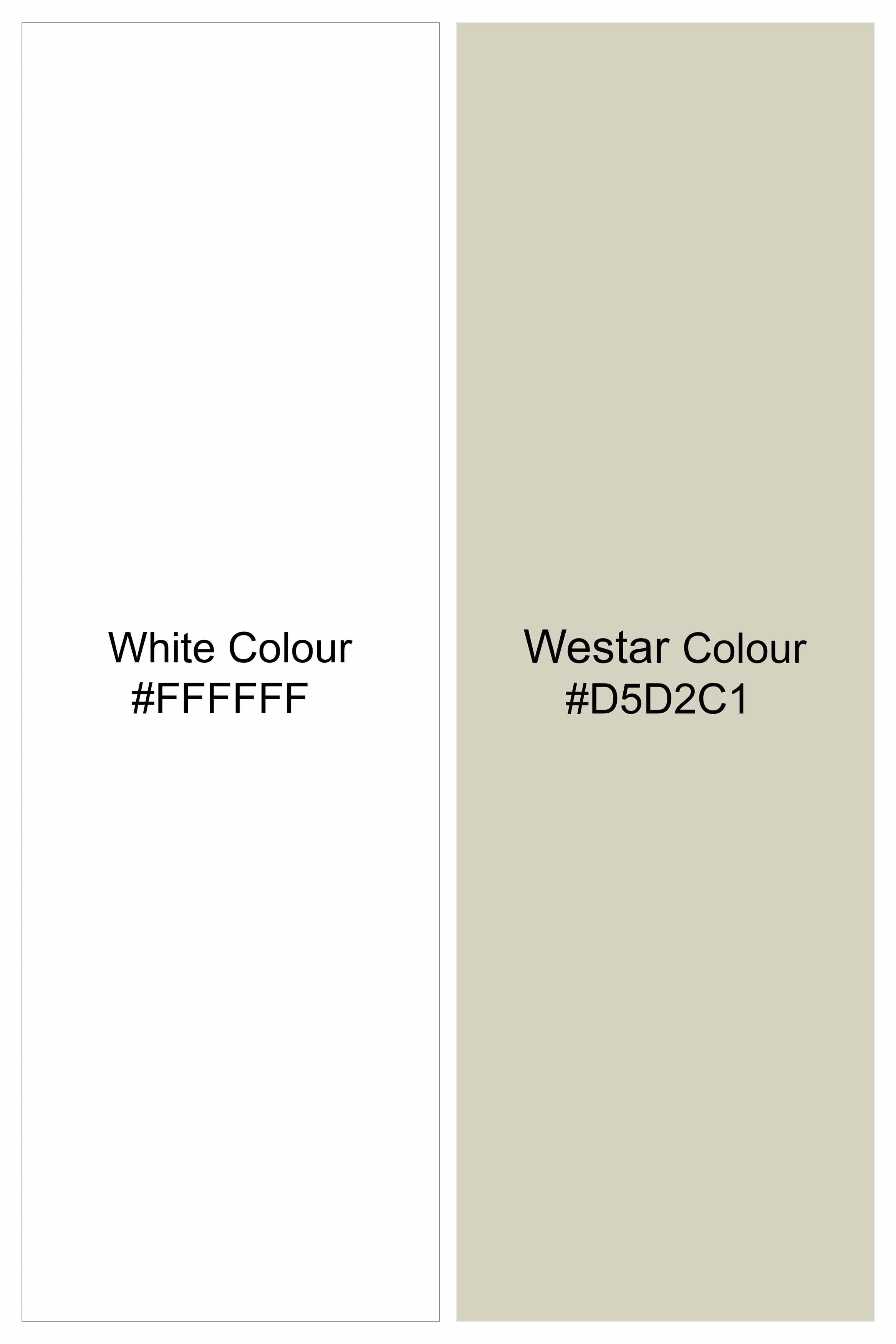 Bright White and Westar Brown Checkered Dobby Textured Premium Giza Cotton Shirt
