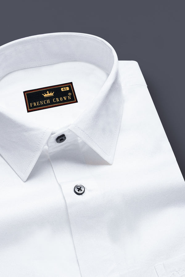 Bright White Subtle Sheen Super Soft Black Button Premium Cotton Shirt