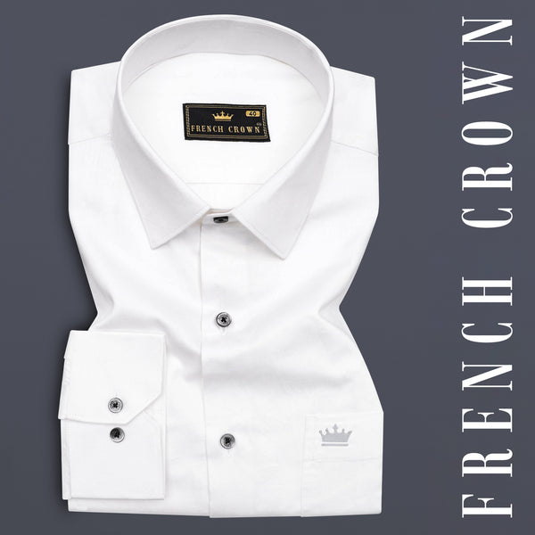 Bright White Subtle Sheen Super Soft Black Button Premium Cotton Shirt
