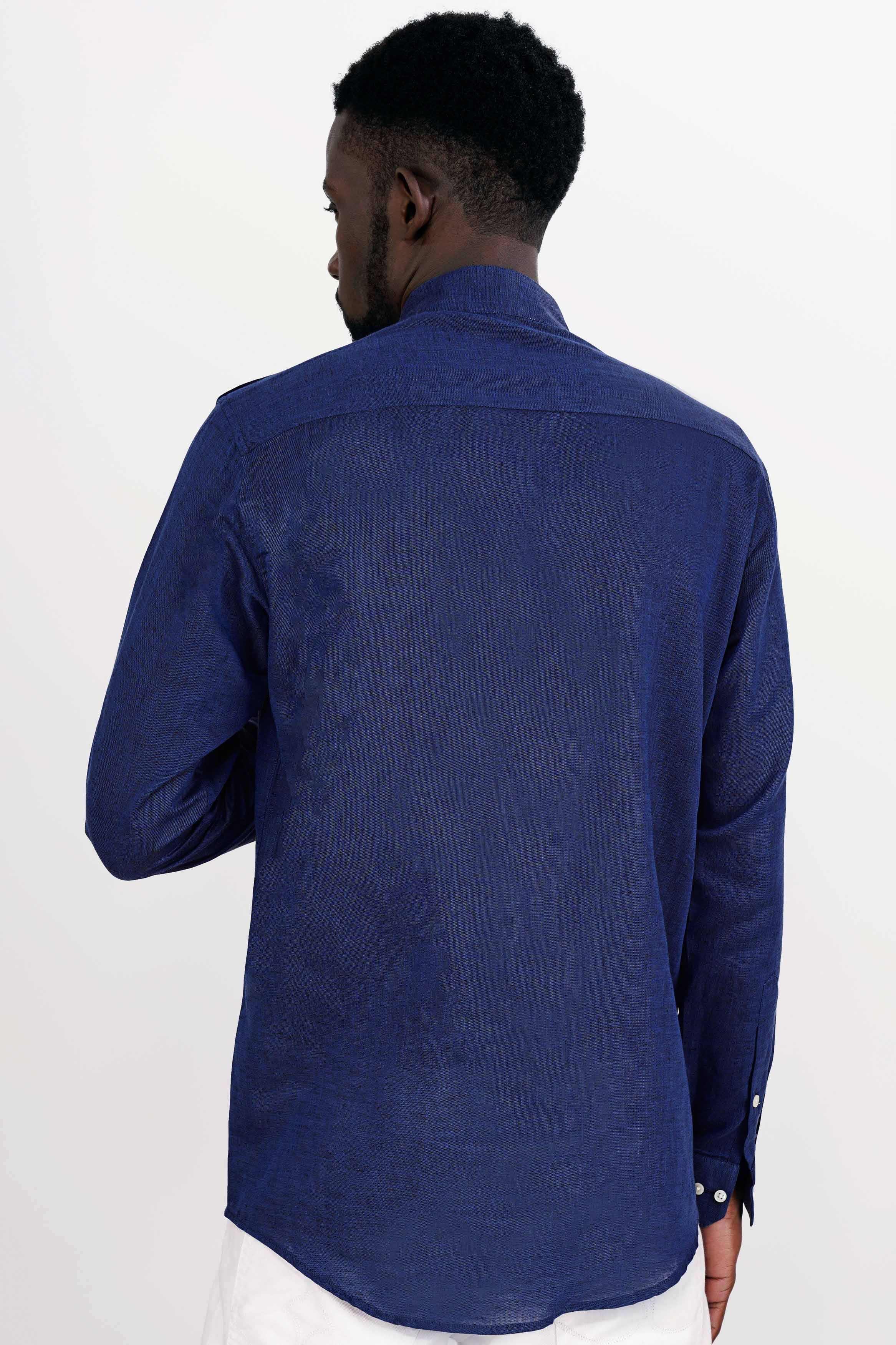 Port Gore Blue Luxurious Linen Designer Shirt