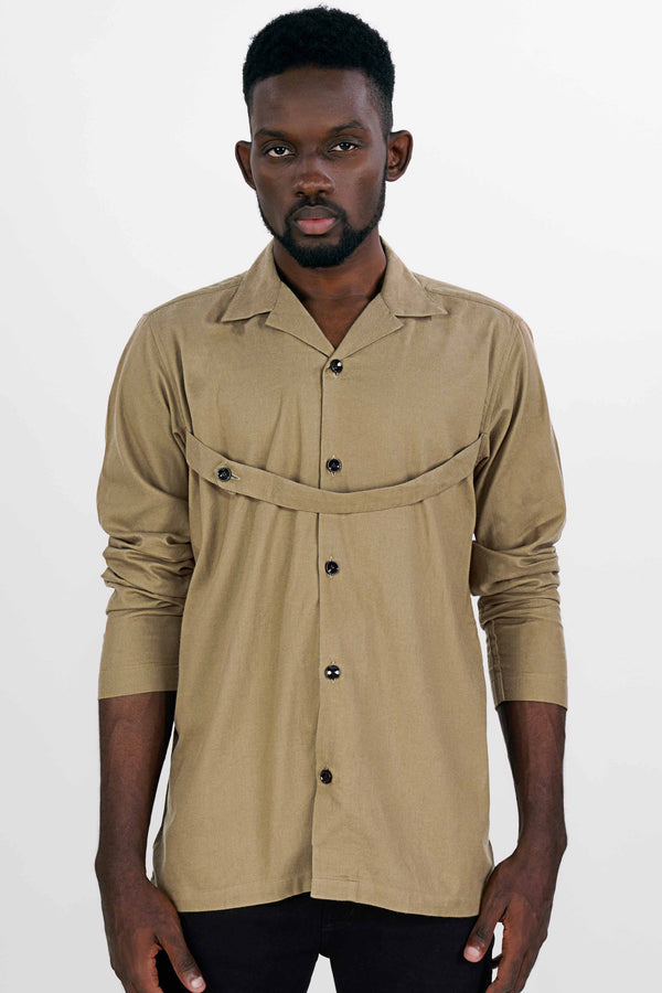 Oyster Brown Flannel Designer Shirt