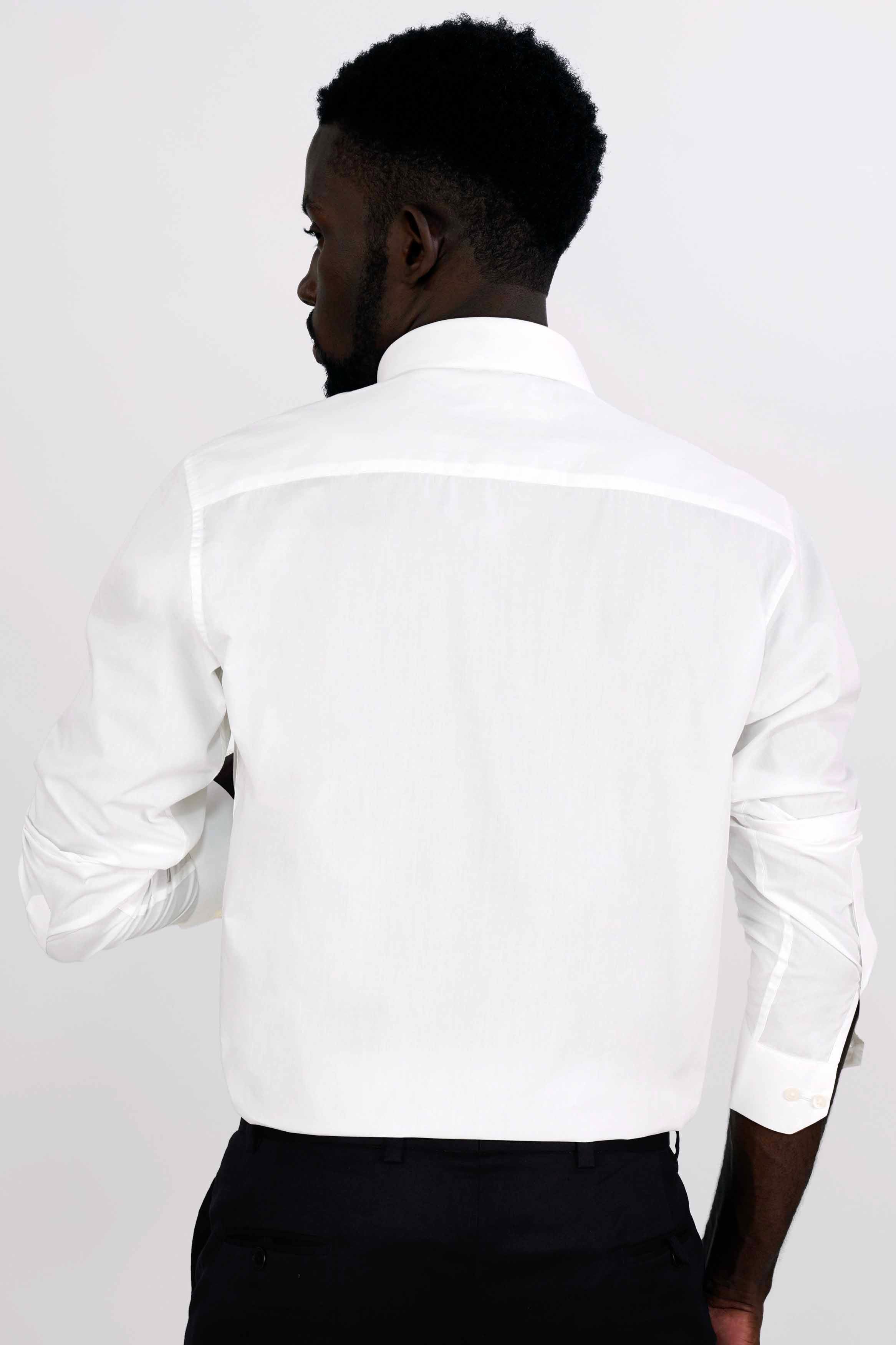 Bright White Formal/Casual Plain-Solid Premium Cotton Embroidered