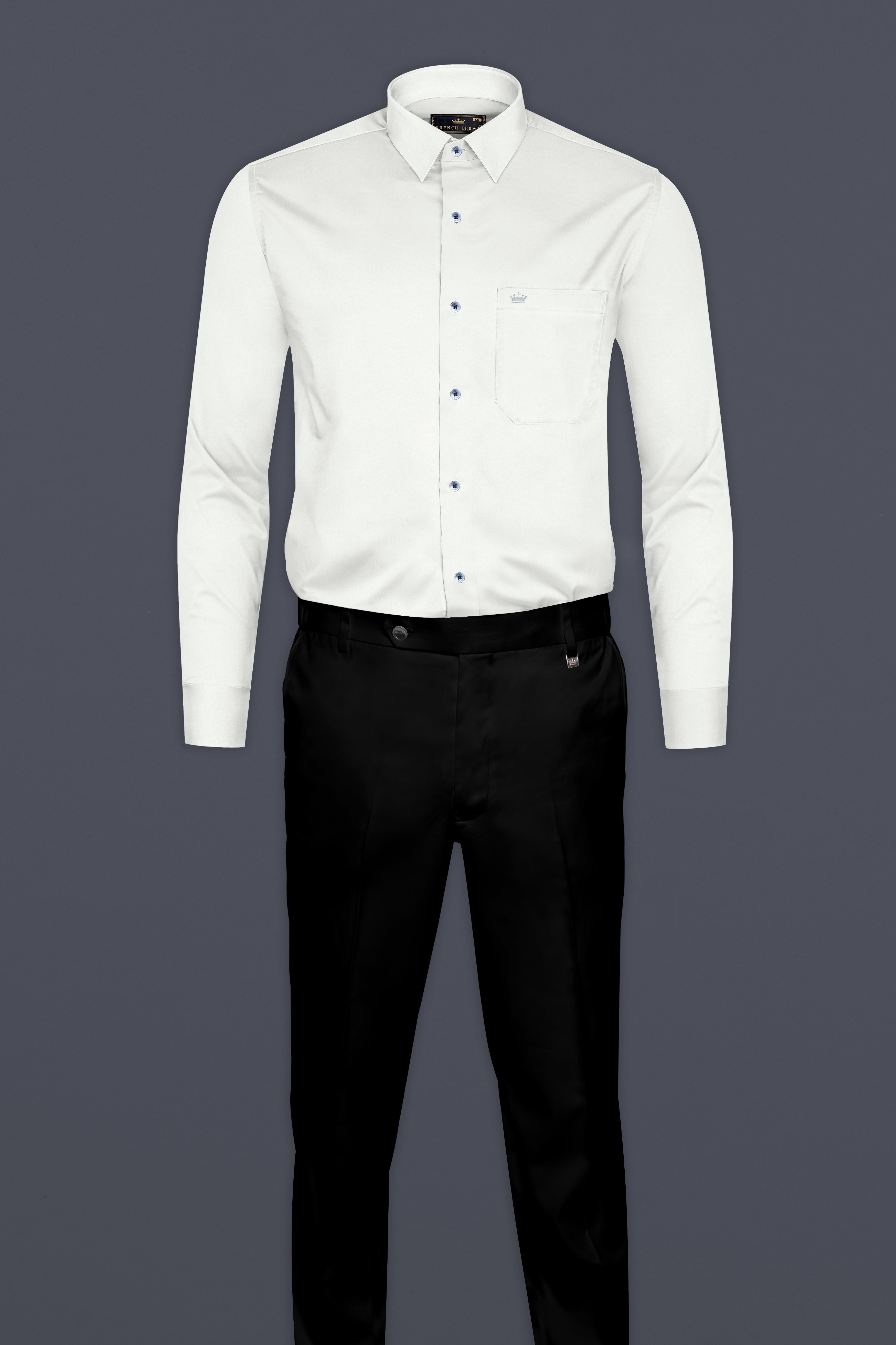 Bright White Subtle Sheen Super Soft Blue Button Premium Cotton Shirt