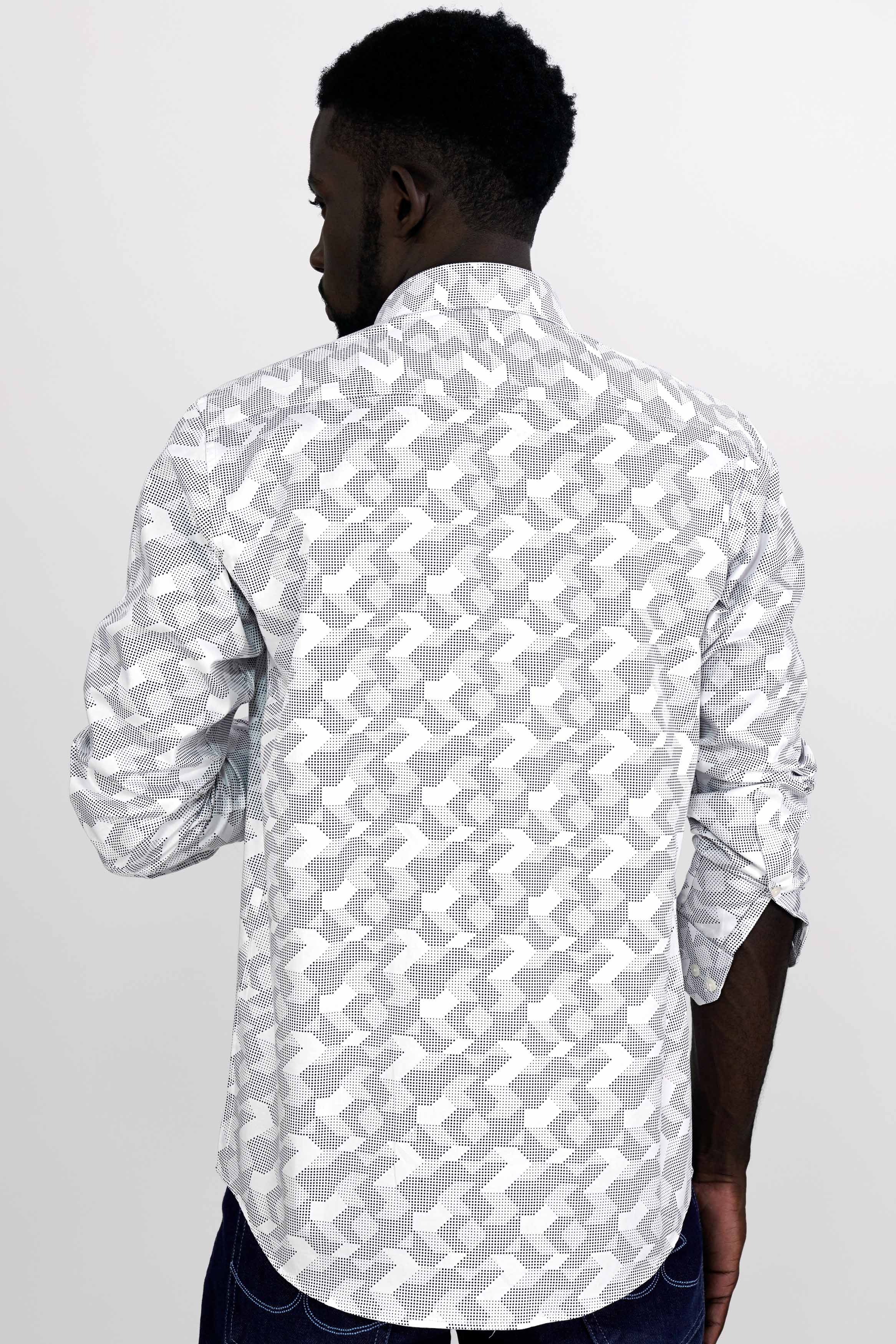 Bright White and Black Printed Super Soft Premium Cotton Shirt