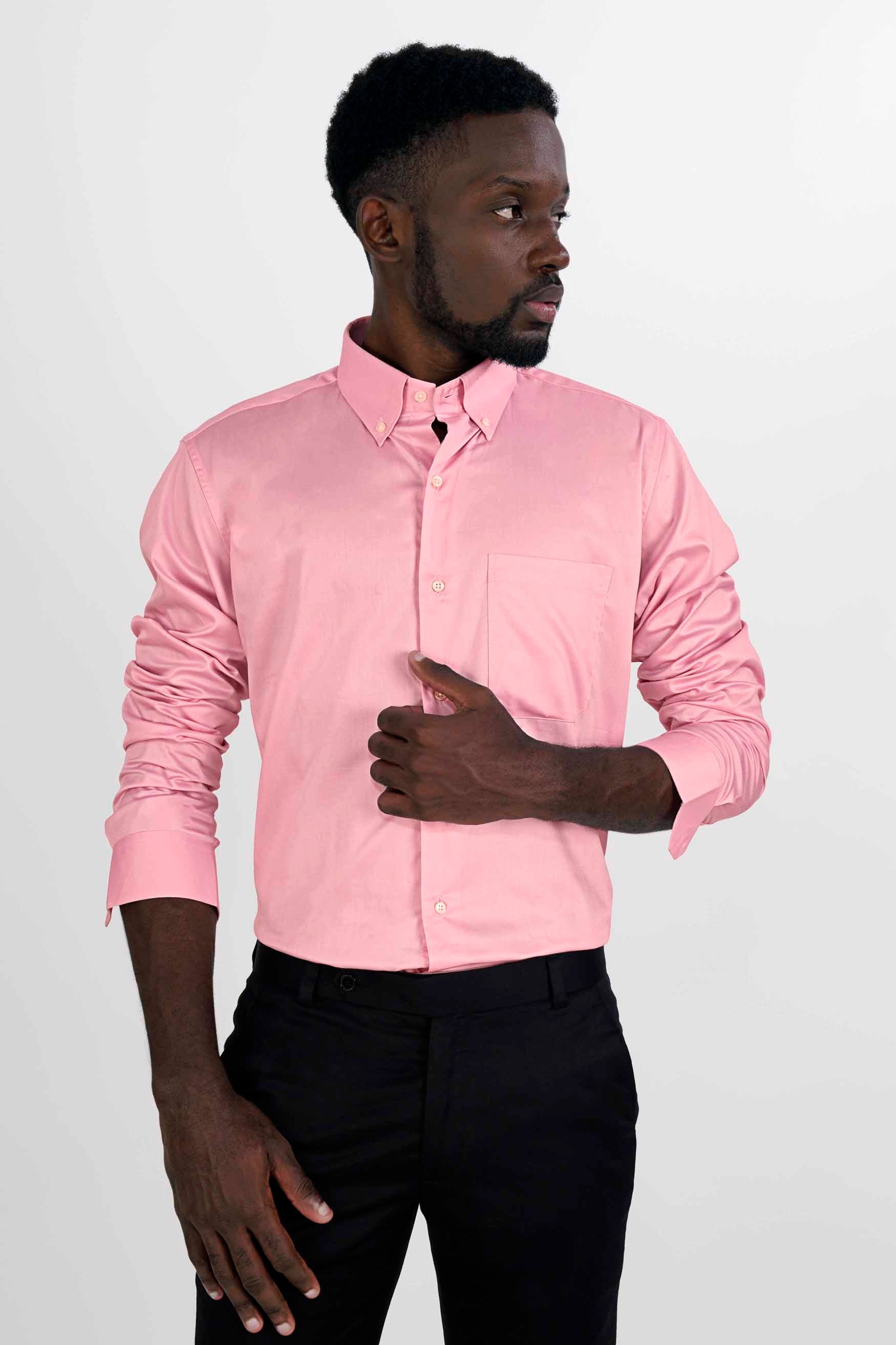 Thulian Pink Subtle Sheen Super Soft Premium Cotton Shirt