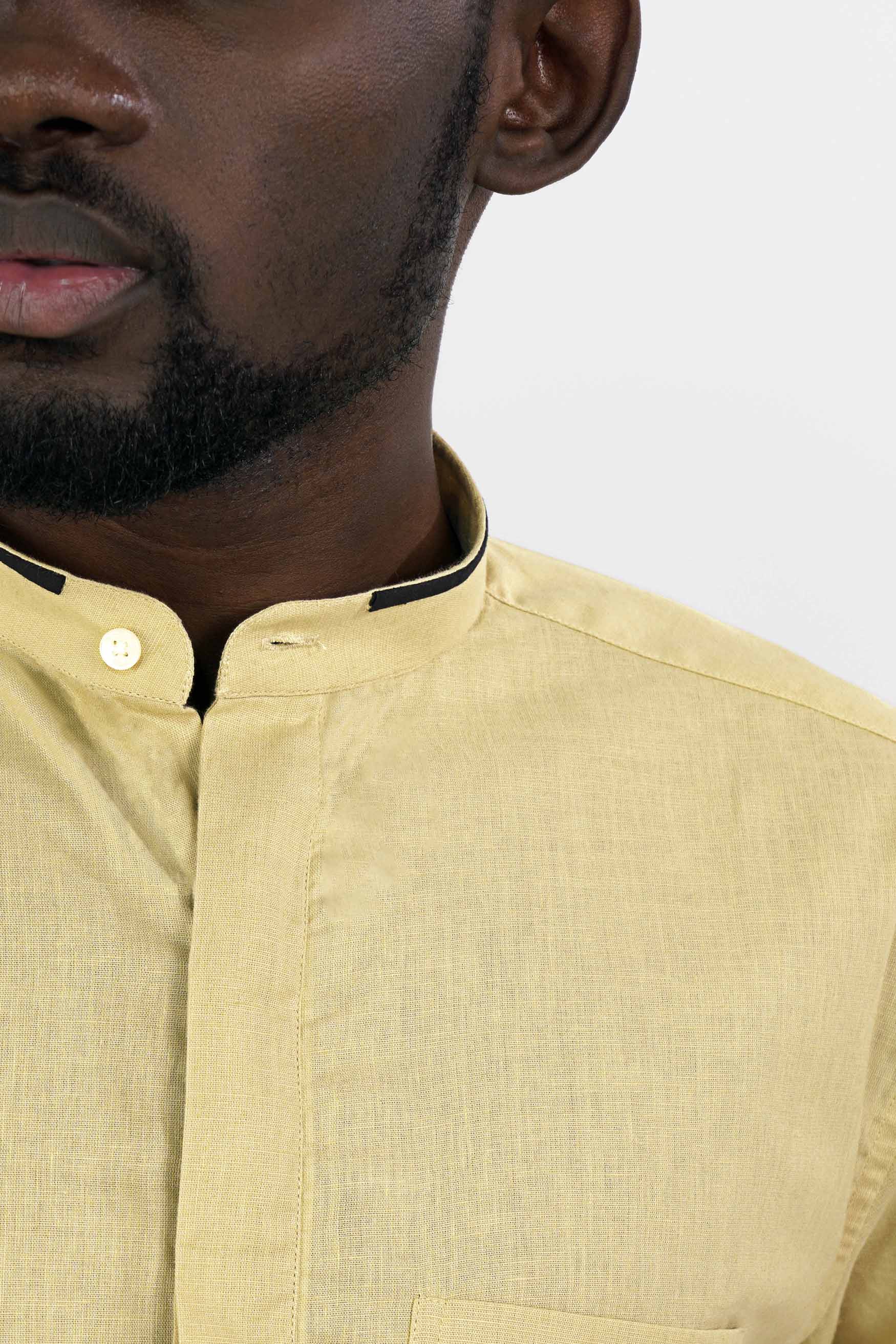 Harvest Brown Hand Painted Luxurious Linen Designer Shirt