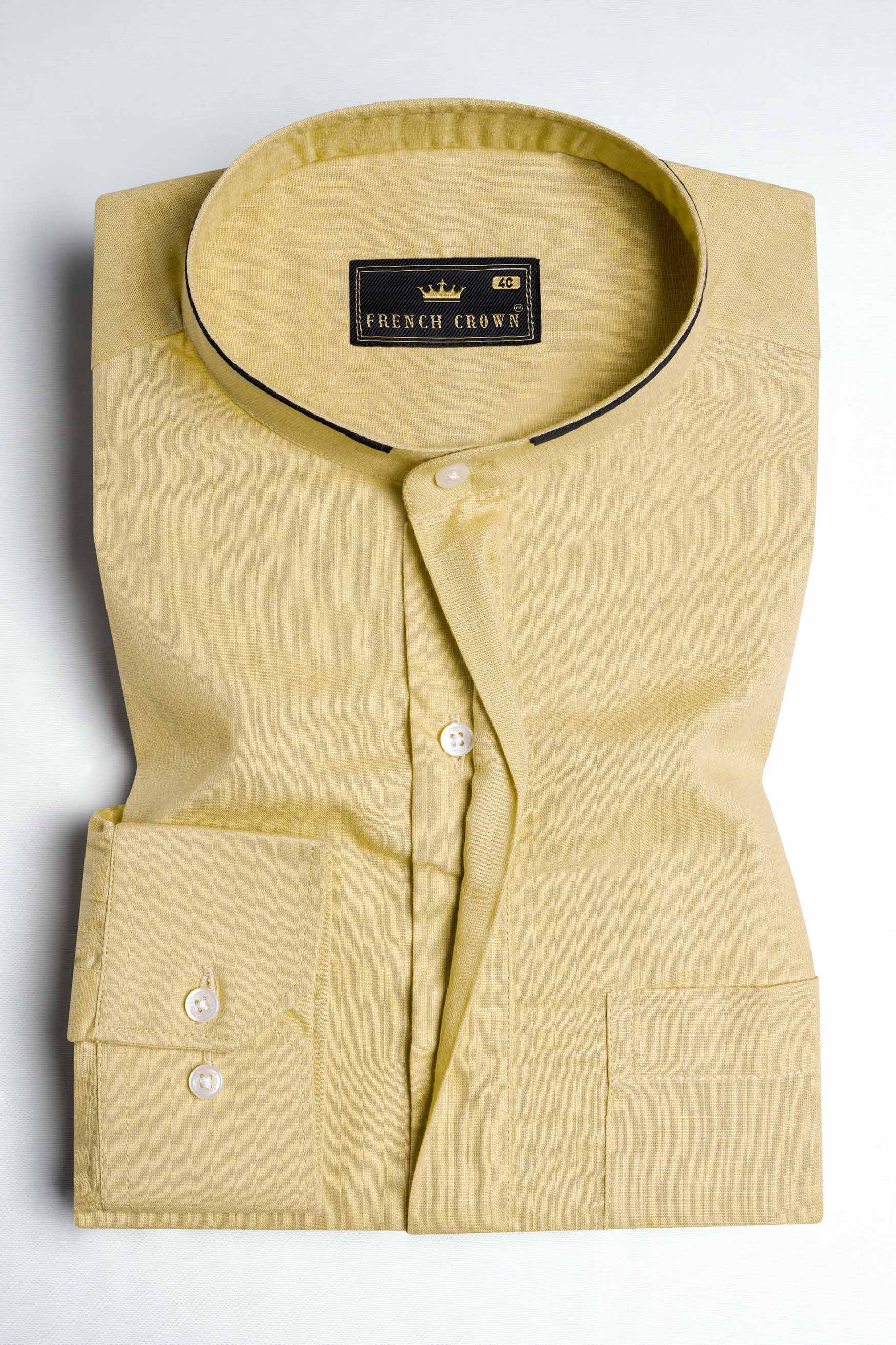 Harvest Brown black detail Luxurious Linen Designer Shirt