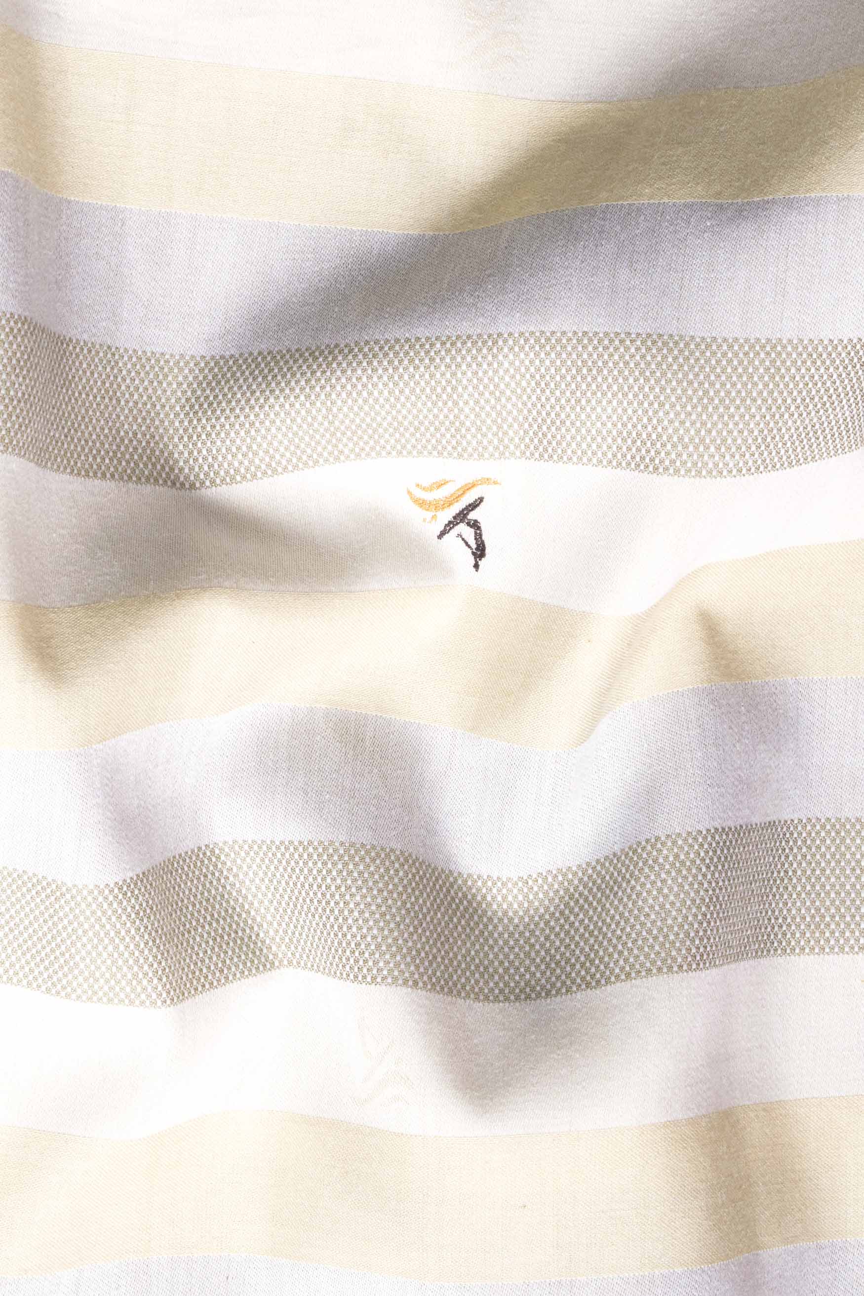 Wheatfield Beige and Spring Rain Brown Multicolour Jacquard Textured Premium Giza Cotton Shirt