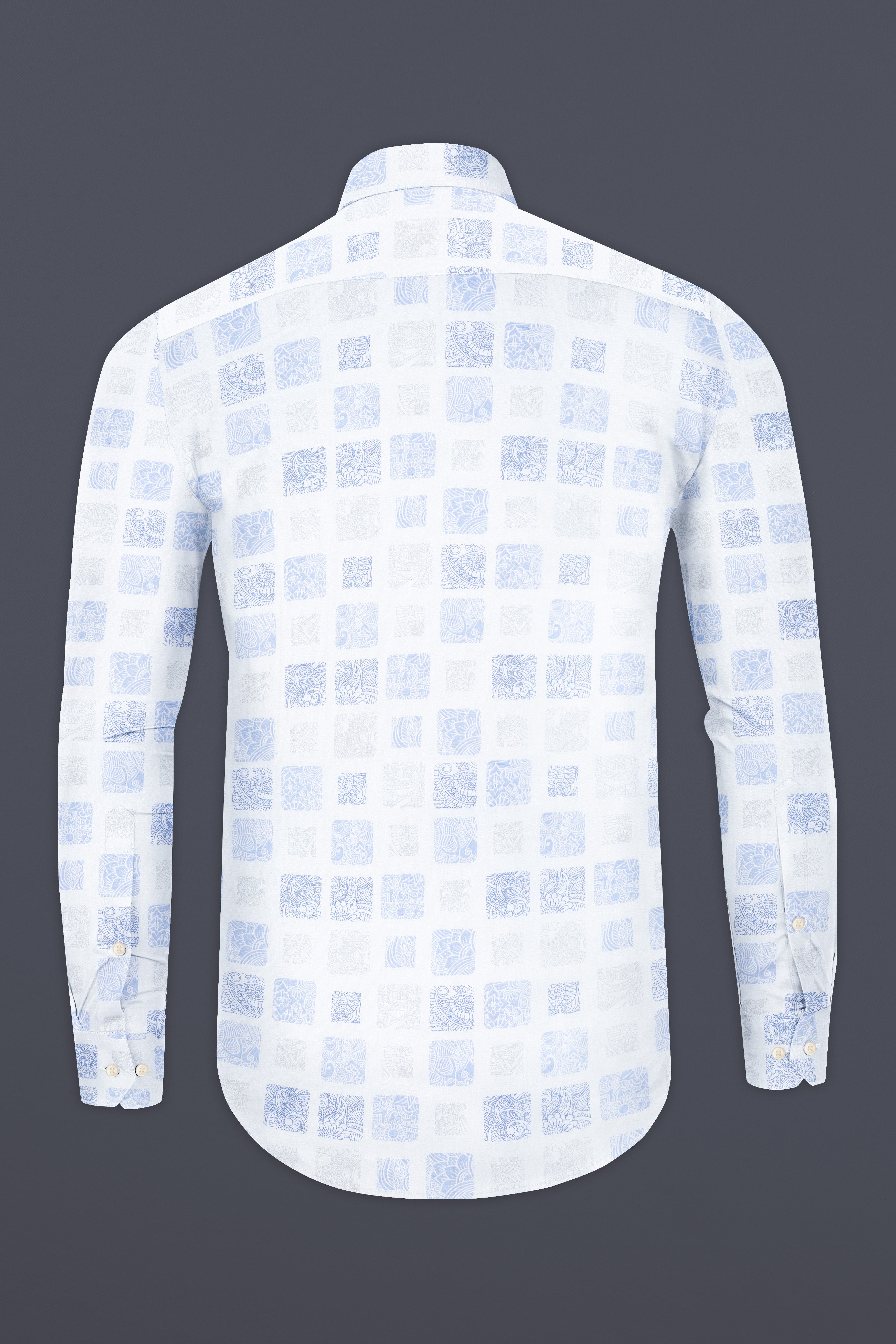 Platinum Gray and Waterloo Blue Printed Super Soft Premium Cotton Shirt