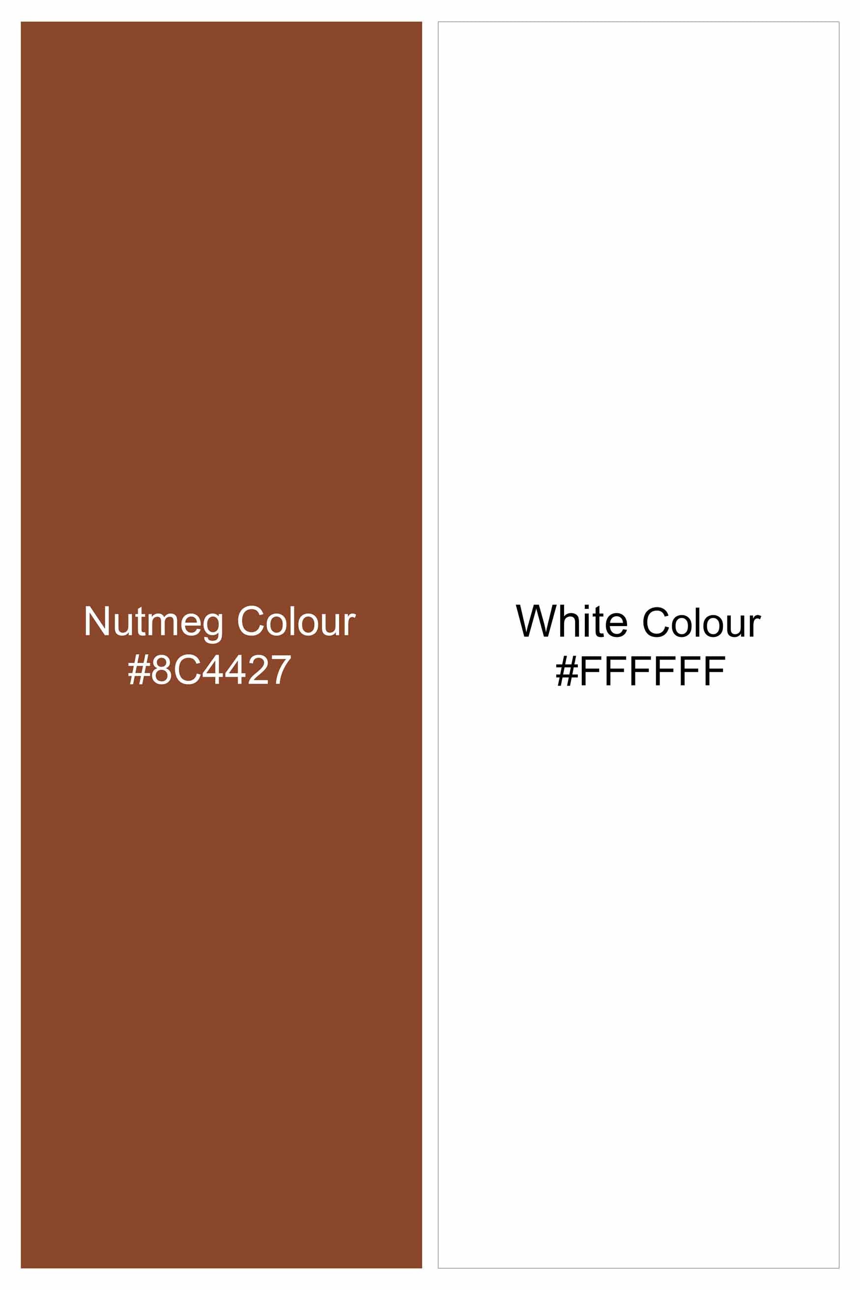 Nutmeg Brown and White Printed Super Soft Premium Cotton Shirt