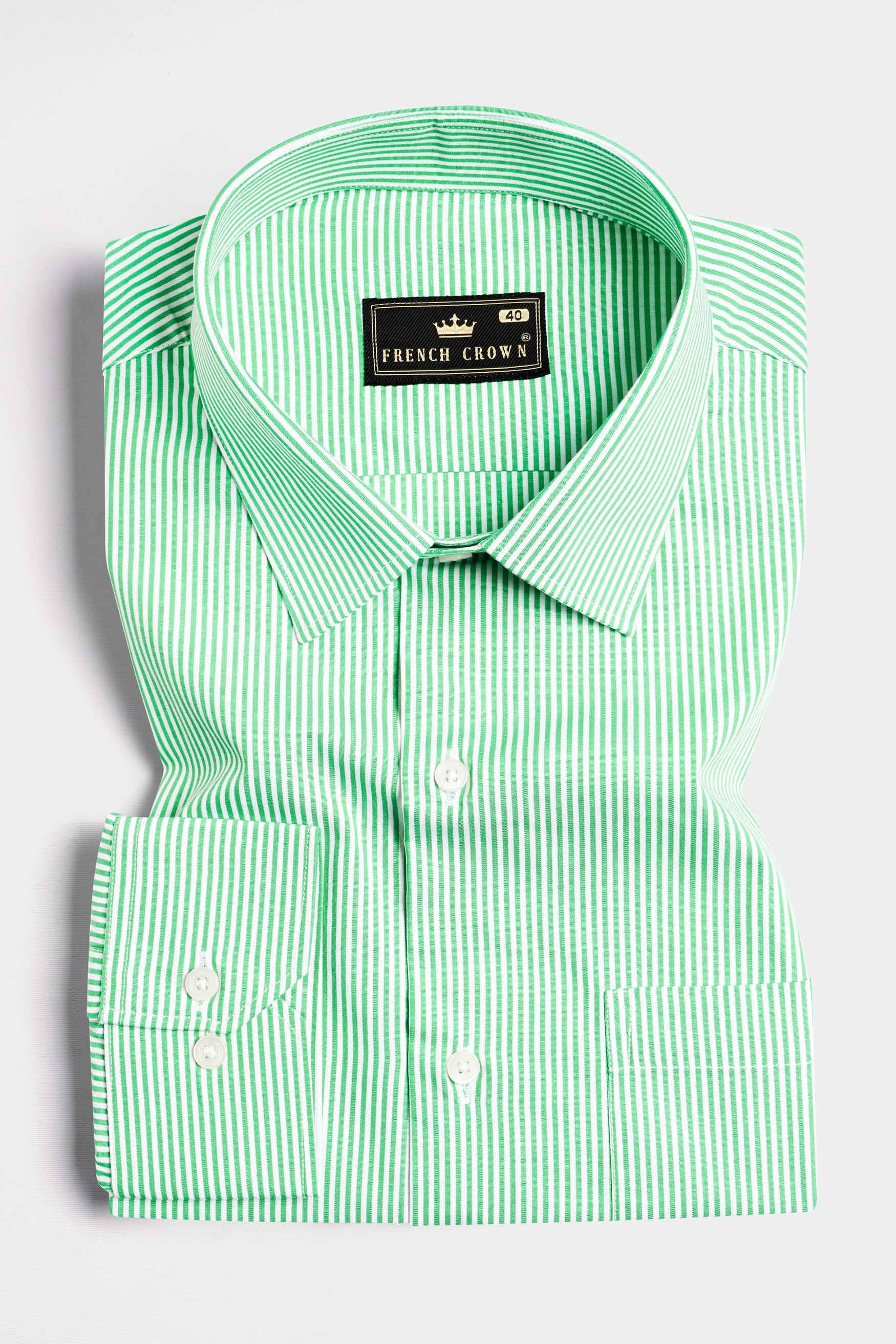 Green and white striped mens dress shirt best sale