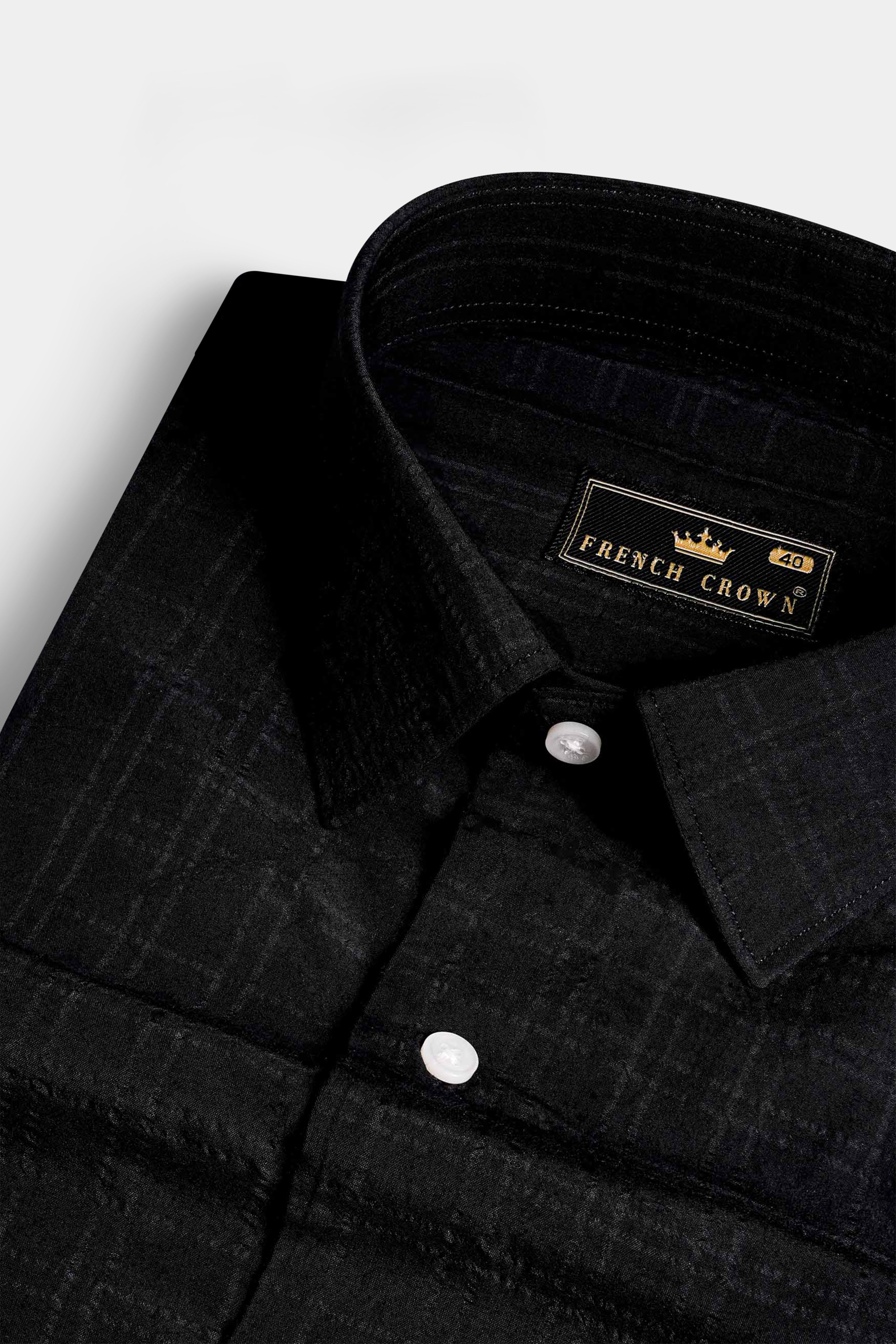 Jade Black Checkered Seersucker Premium Cotton Shirt