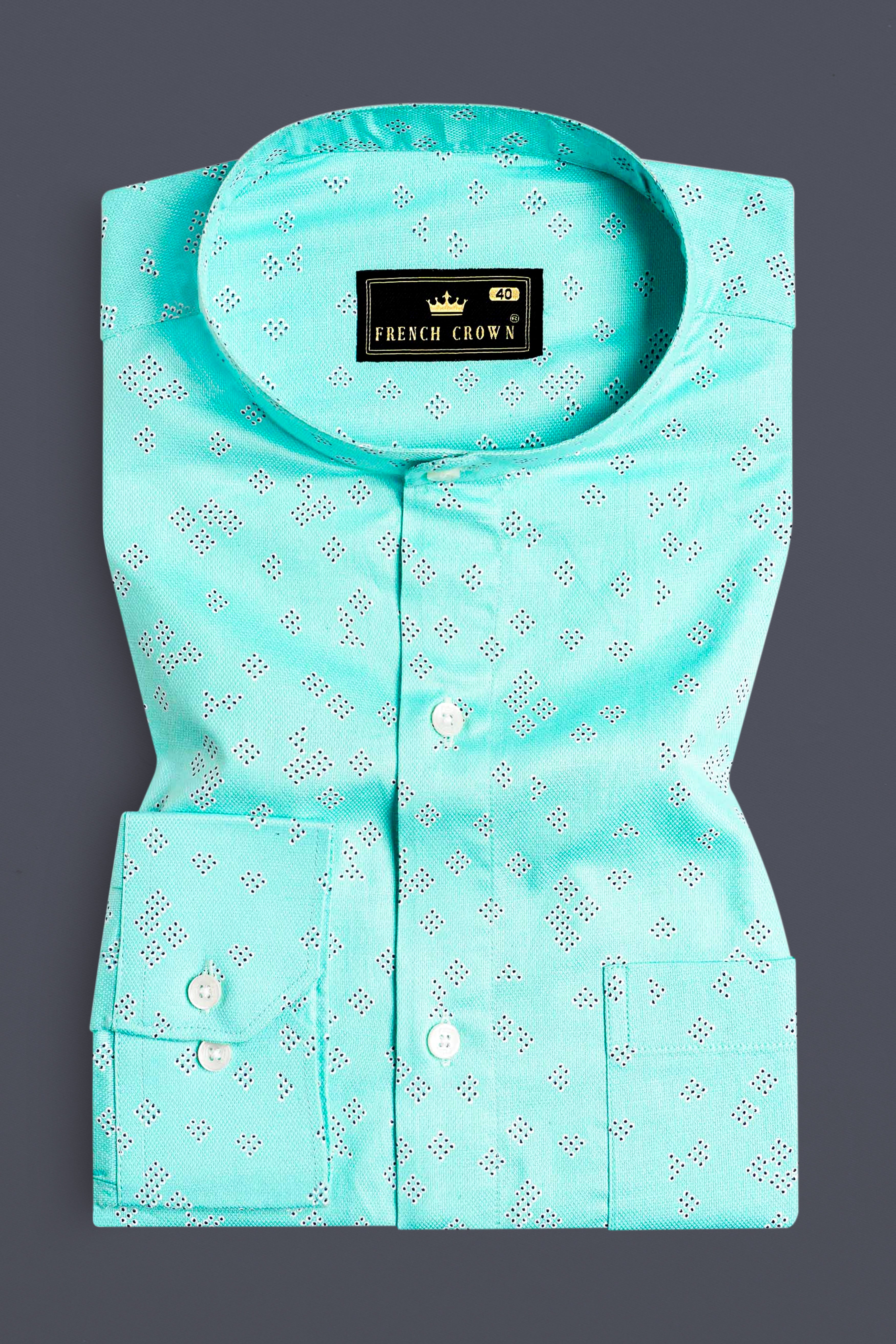 Celeste Blue and Black Dobby Textured Premium Giza Cotton Shirt