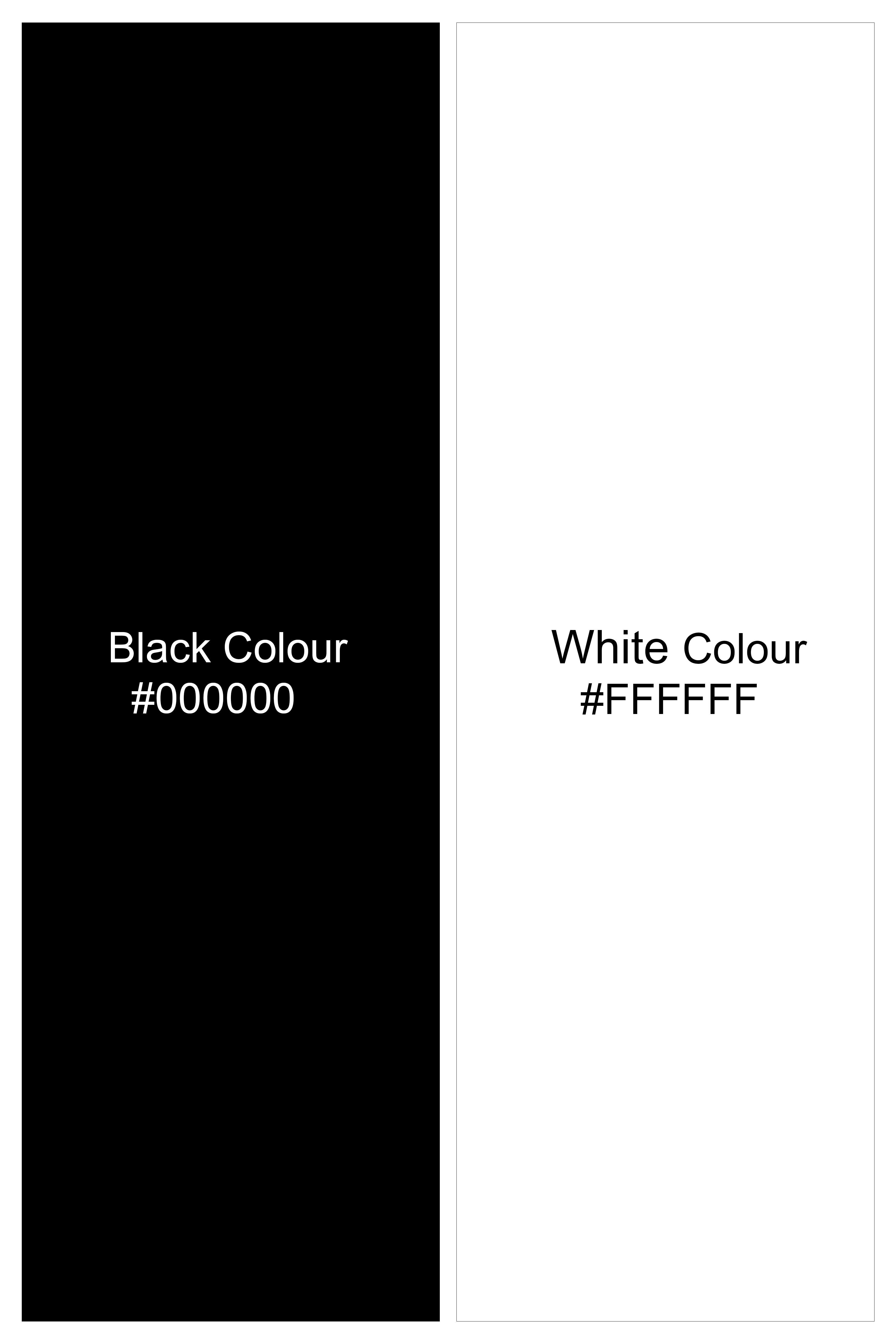 Half White Printed Half Solid Black Royal Oxford Designer Shirt