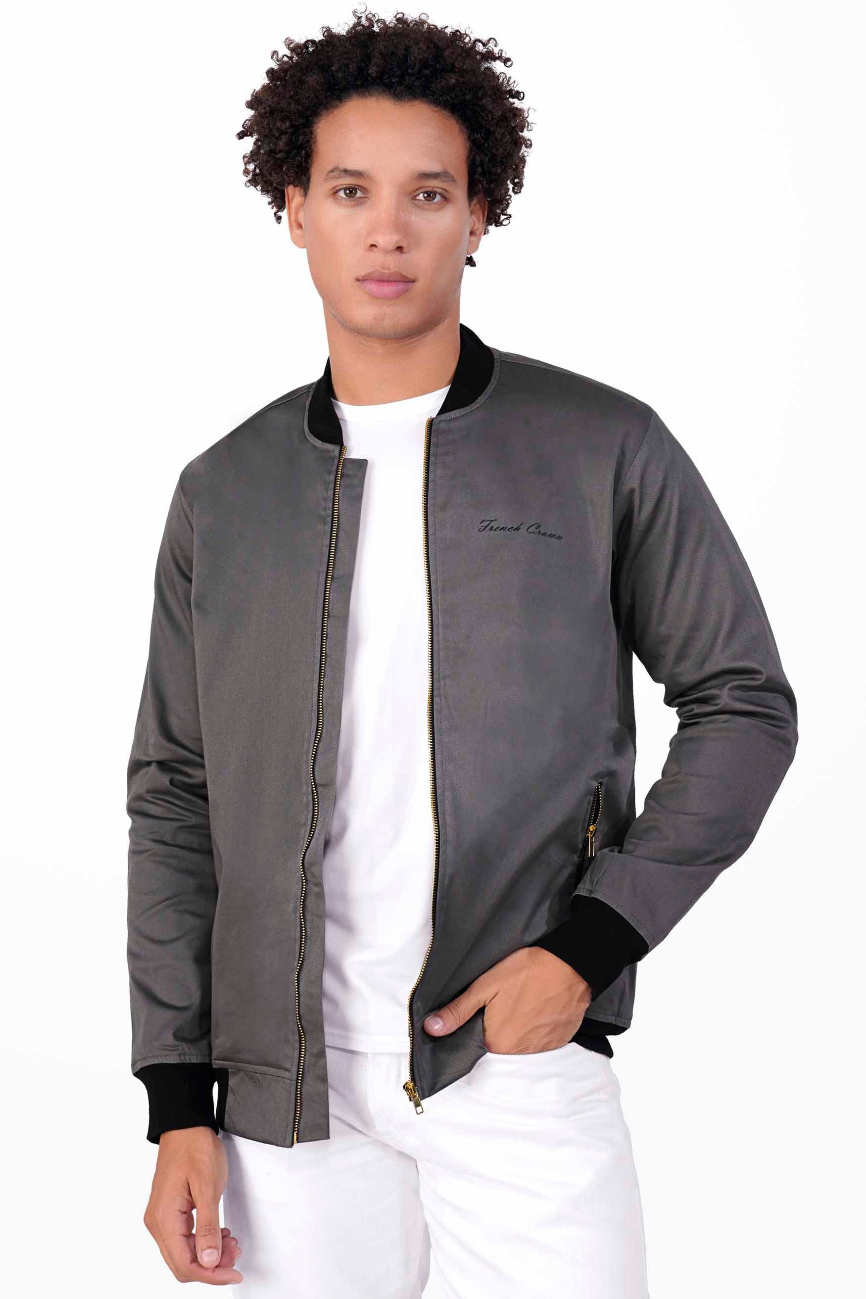Wenge Gray Premium Cotton Bomber Jacket