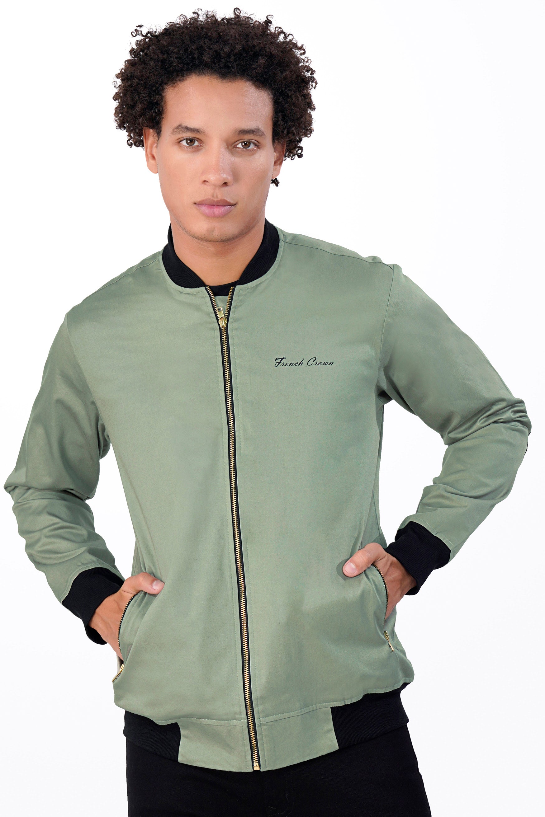Chalice Green Premium Cotton Bomber Jacket