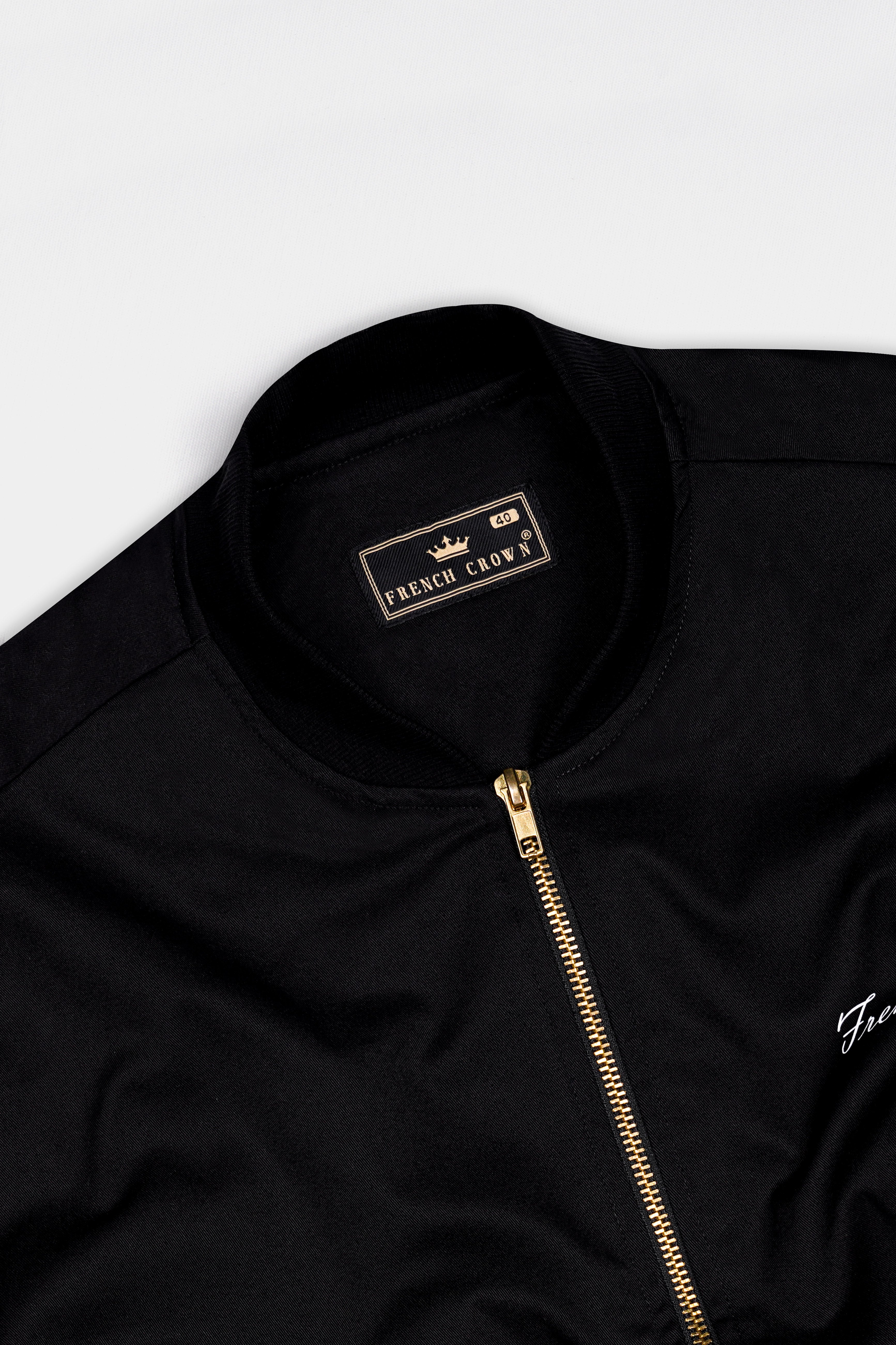 Jade Black Printed Premium Cotton Signature Bomber Jacket