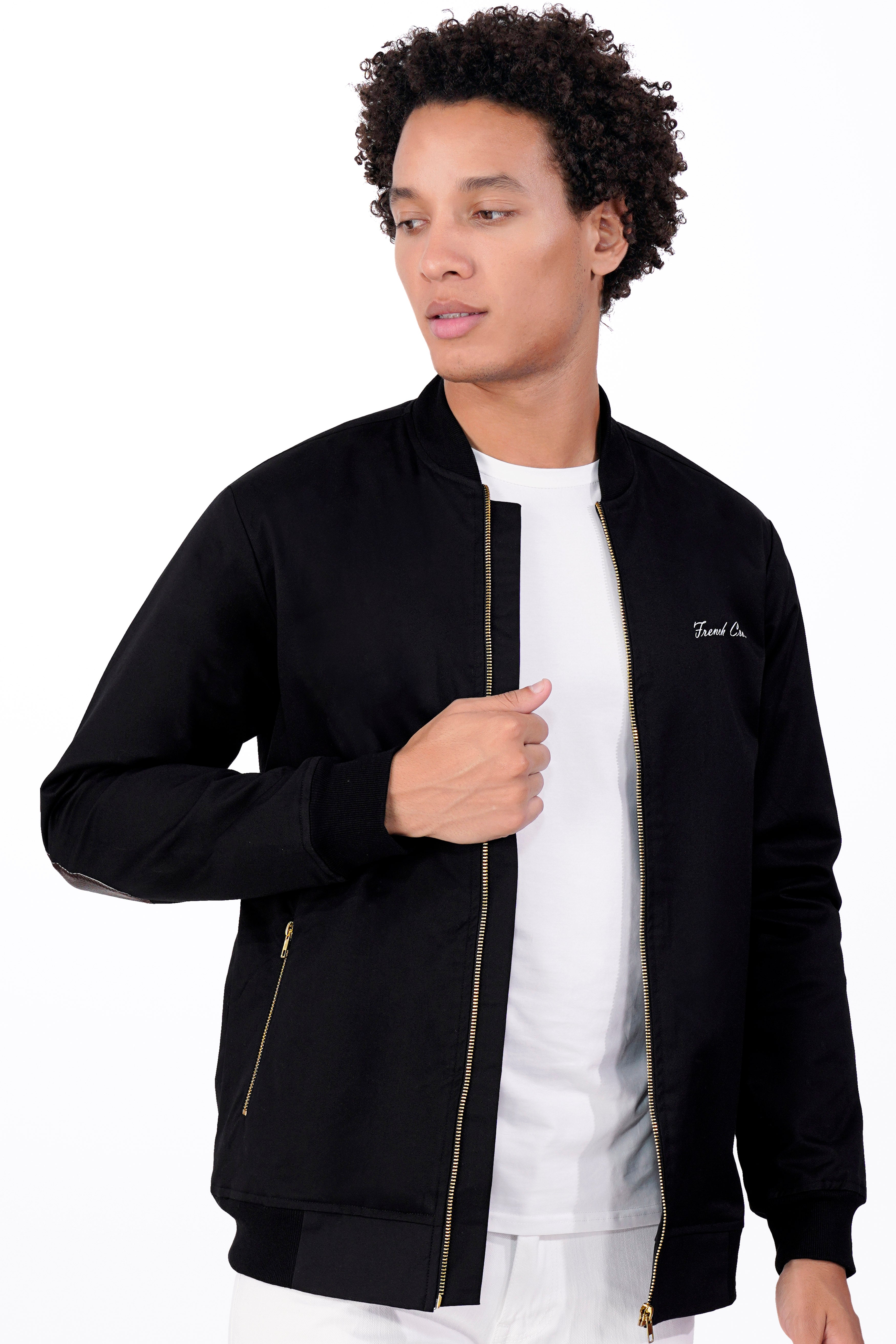 Jade Black Premium Cotton Designer Bomber Jacket