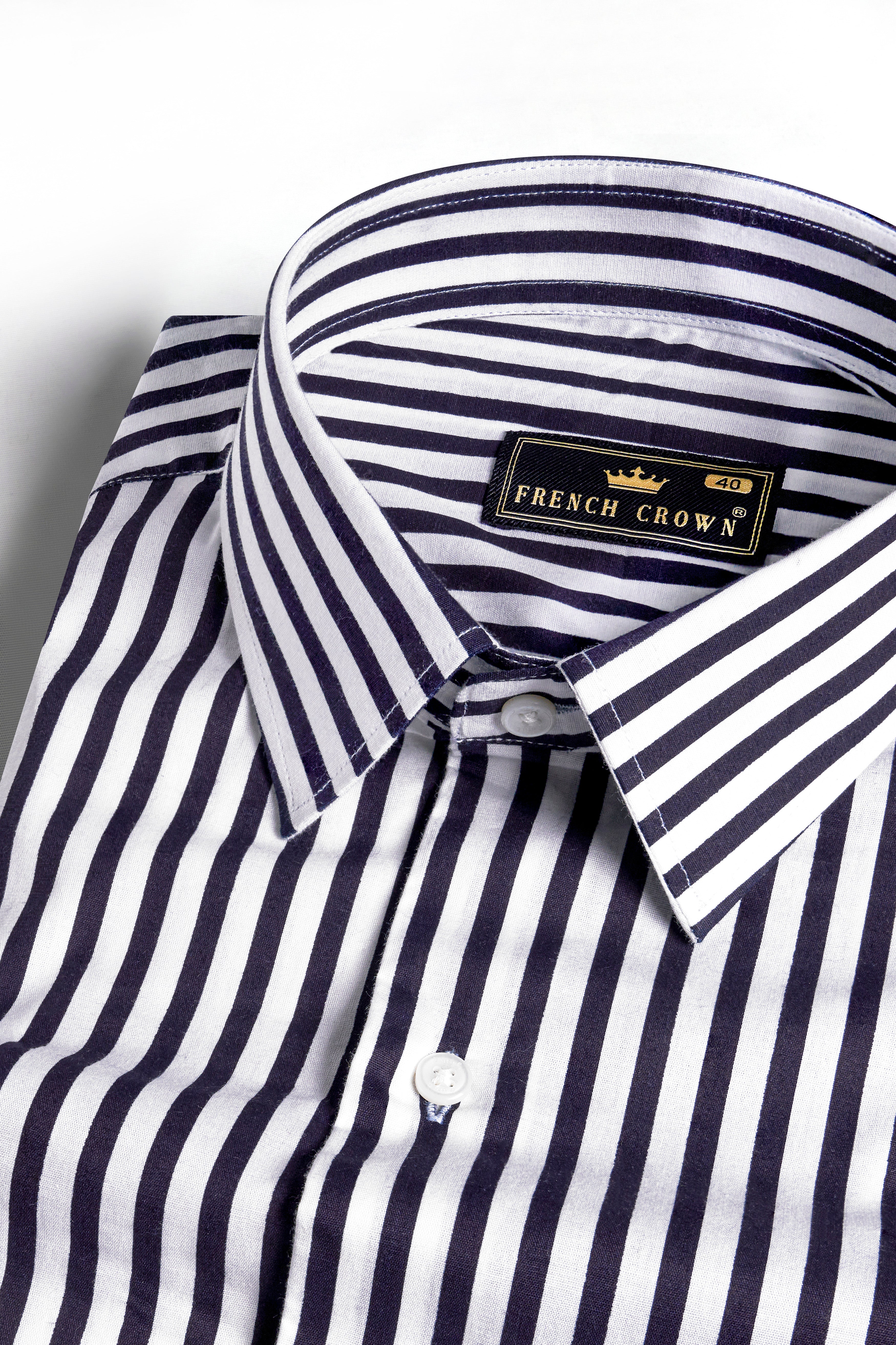 Bright White and Rebecca Purple Striped Royal Oxford Shirt