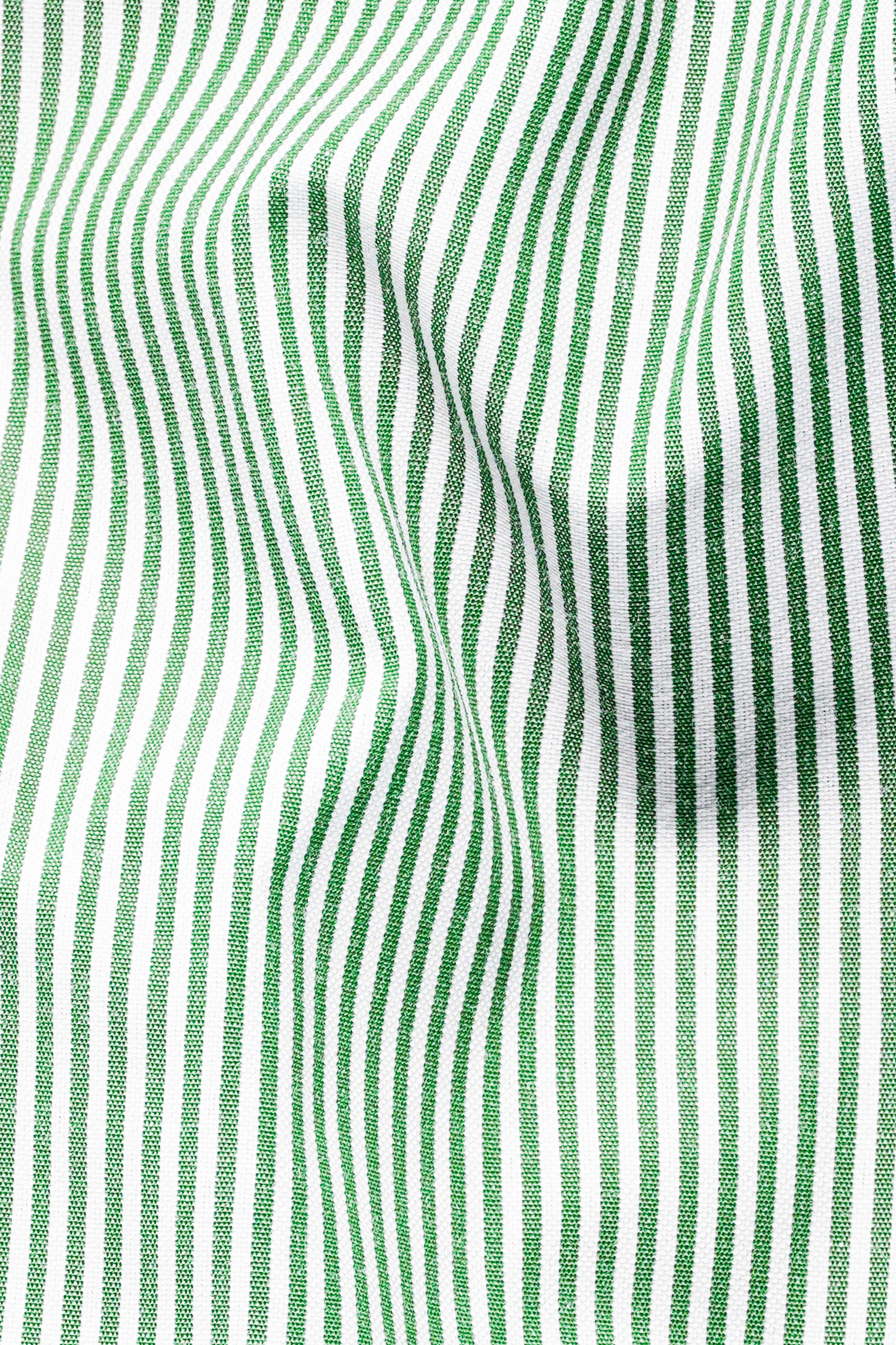 Salem Green and White Striped Premium Cotton Shirt