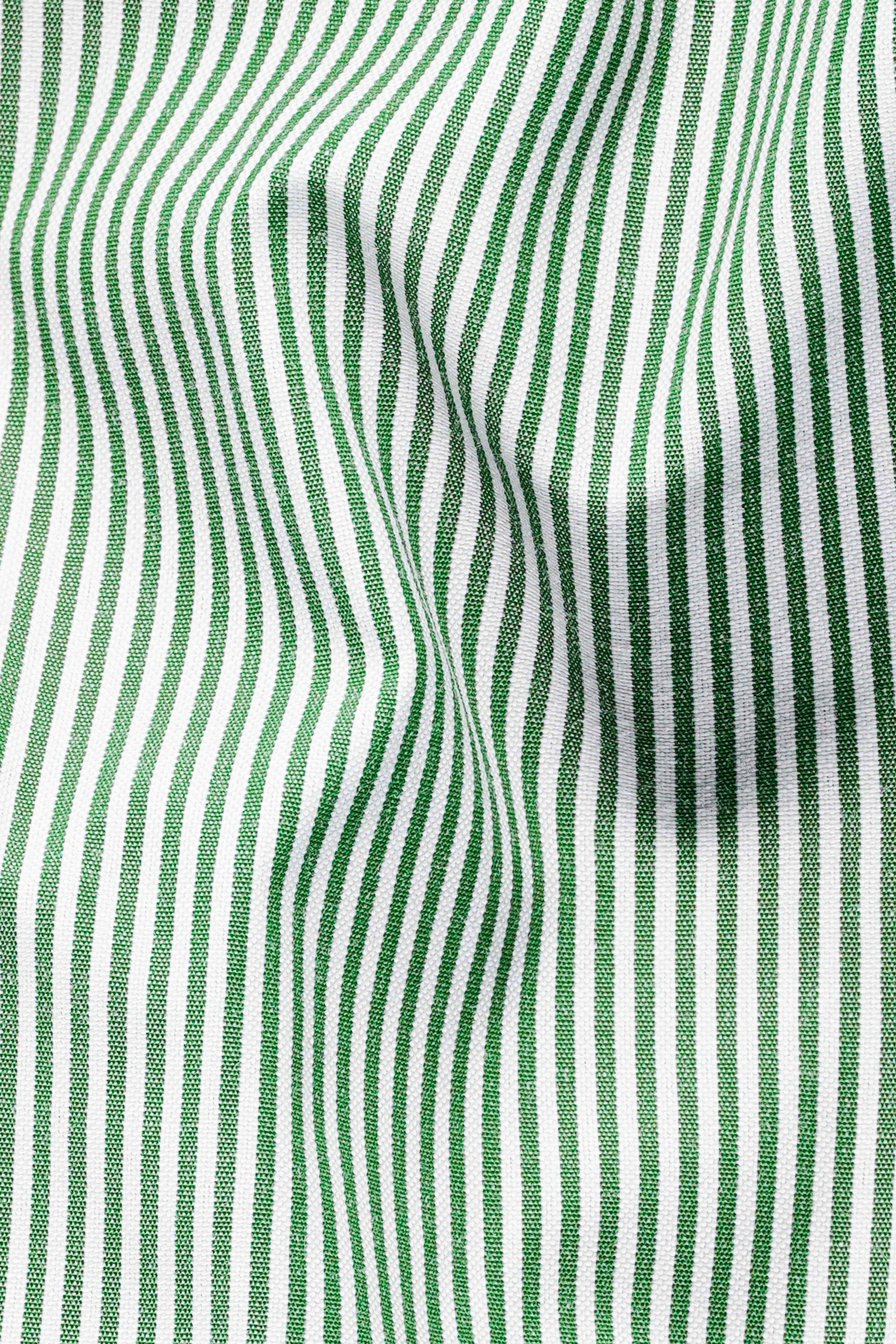 Salem Green and White Striped Premium Cotton Shirt