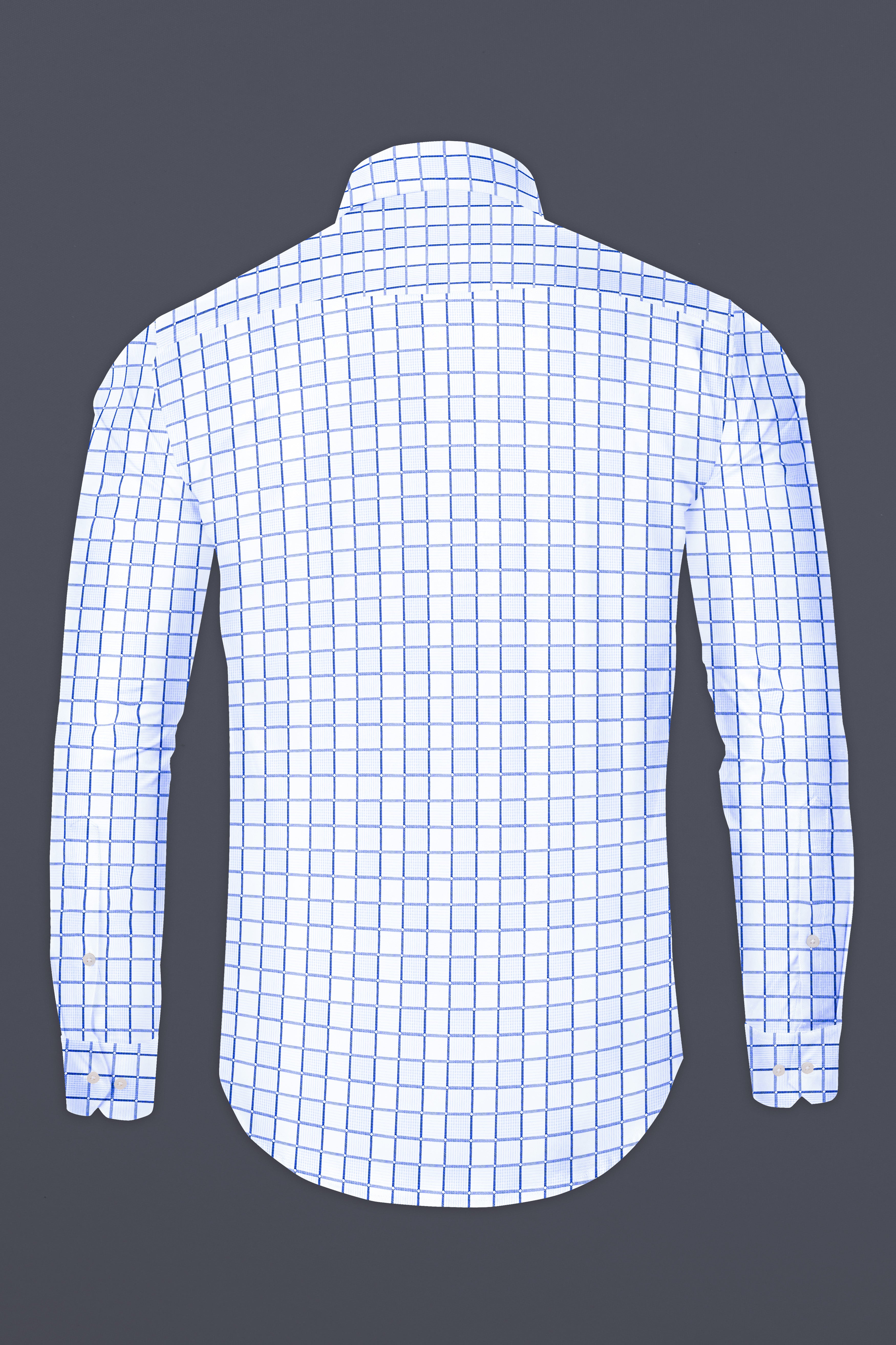 Havelock Blue and White Checkered Dobby Textured Premium Giza Cotton Shirt