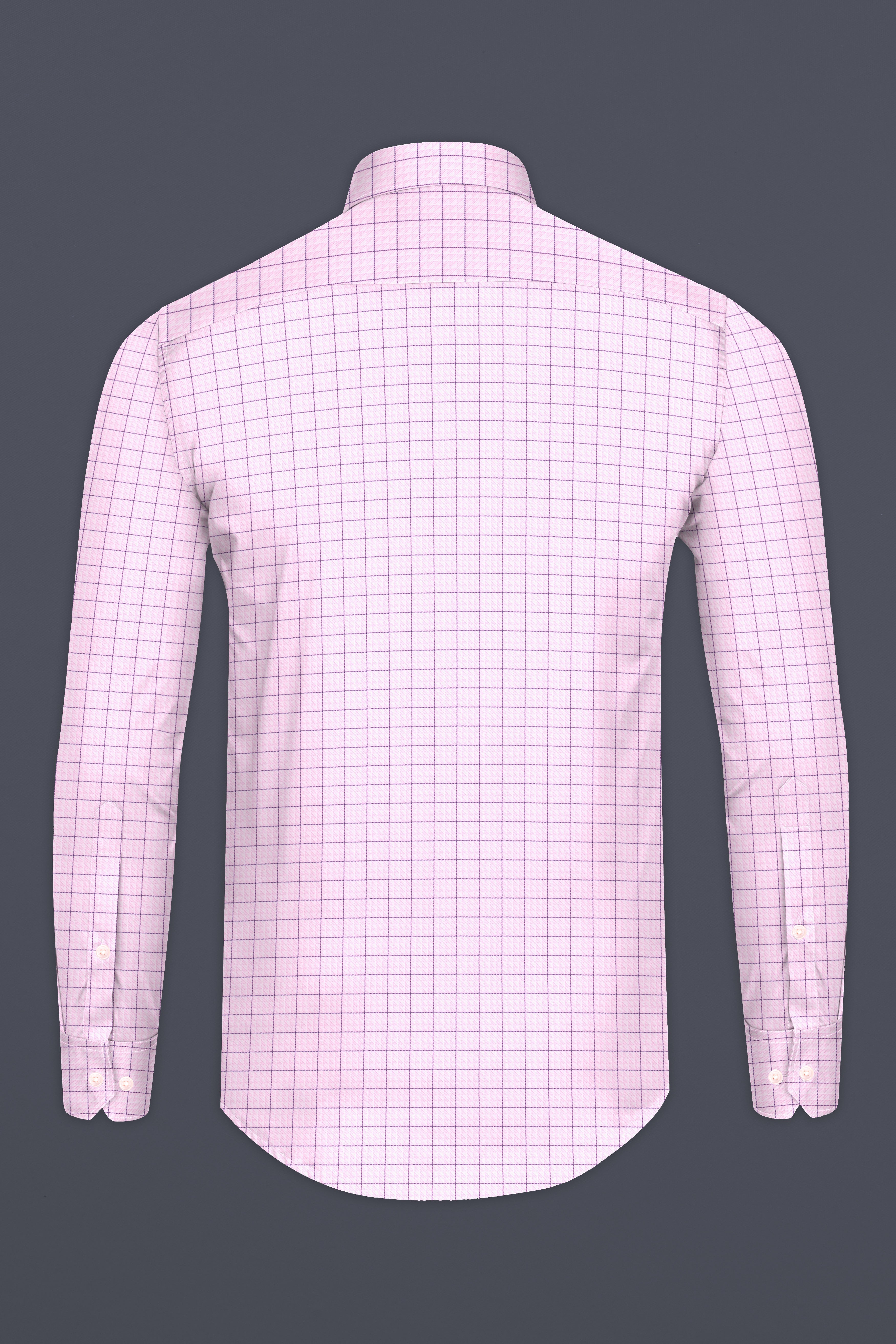 Languid Pink Checkered Dobby Textured Premium Giza Cotton Shirt