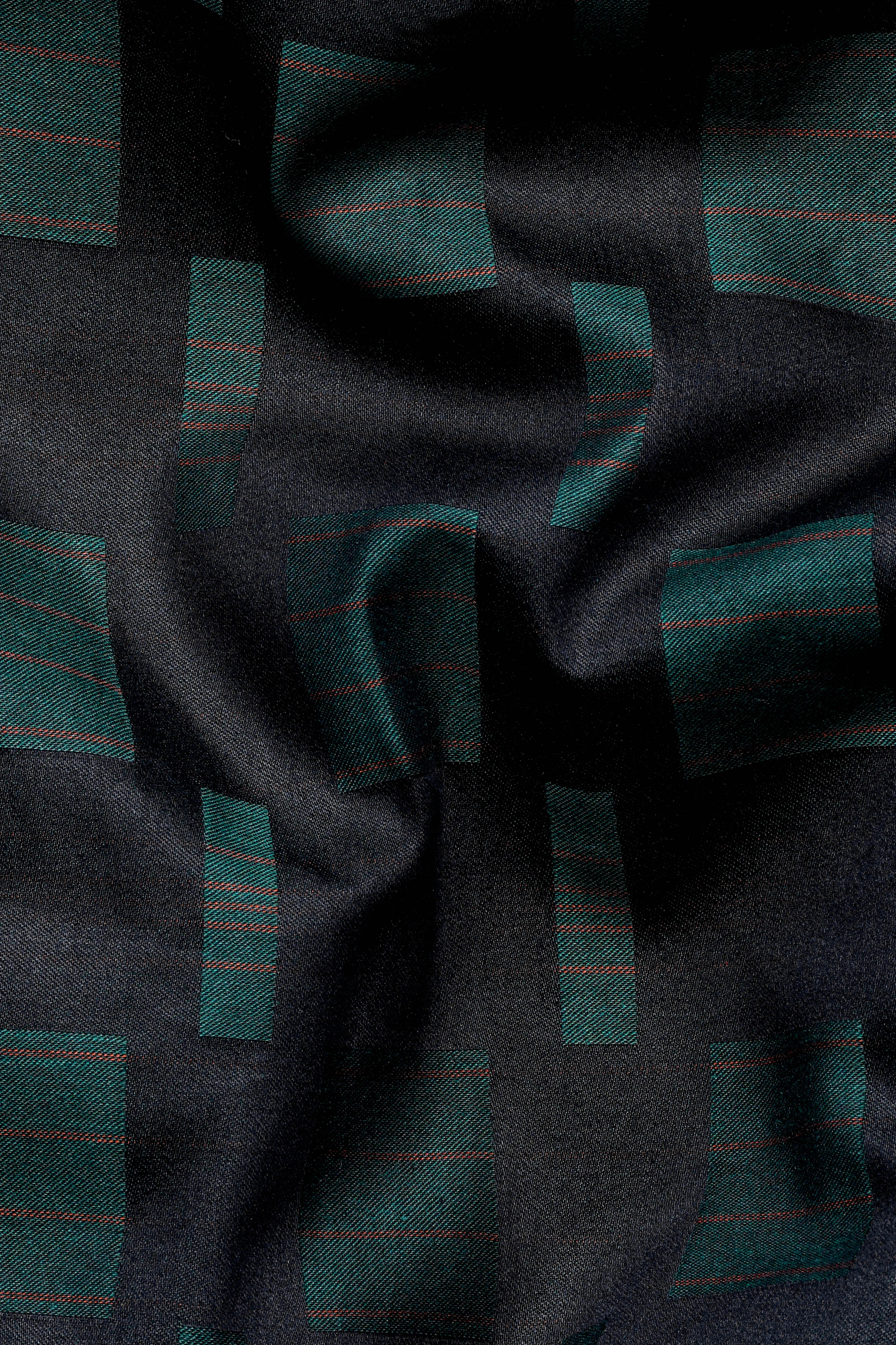 Jade Black and Gable Green Jacquard Textured Premium Giza Cotton Shirt