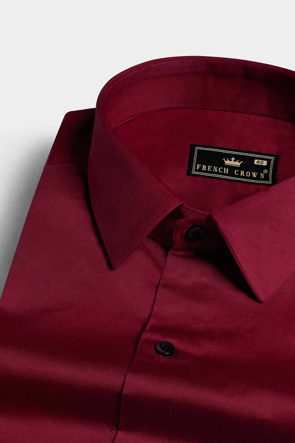 Bordeaux Red Subtle Sheen Super  Soft Premium Cotton Shirt