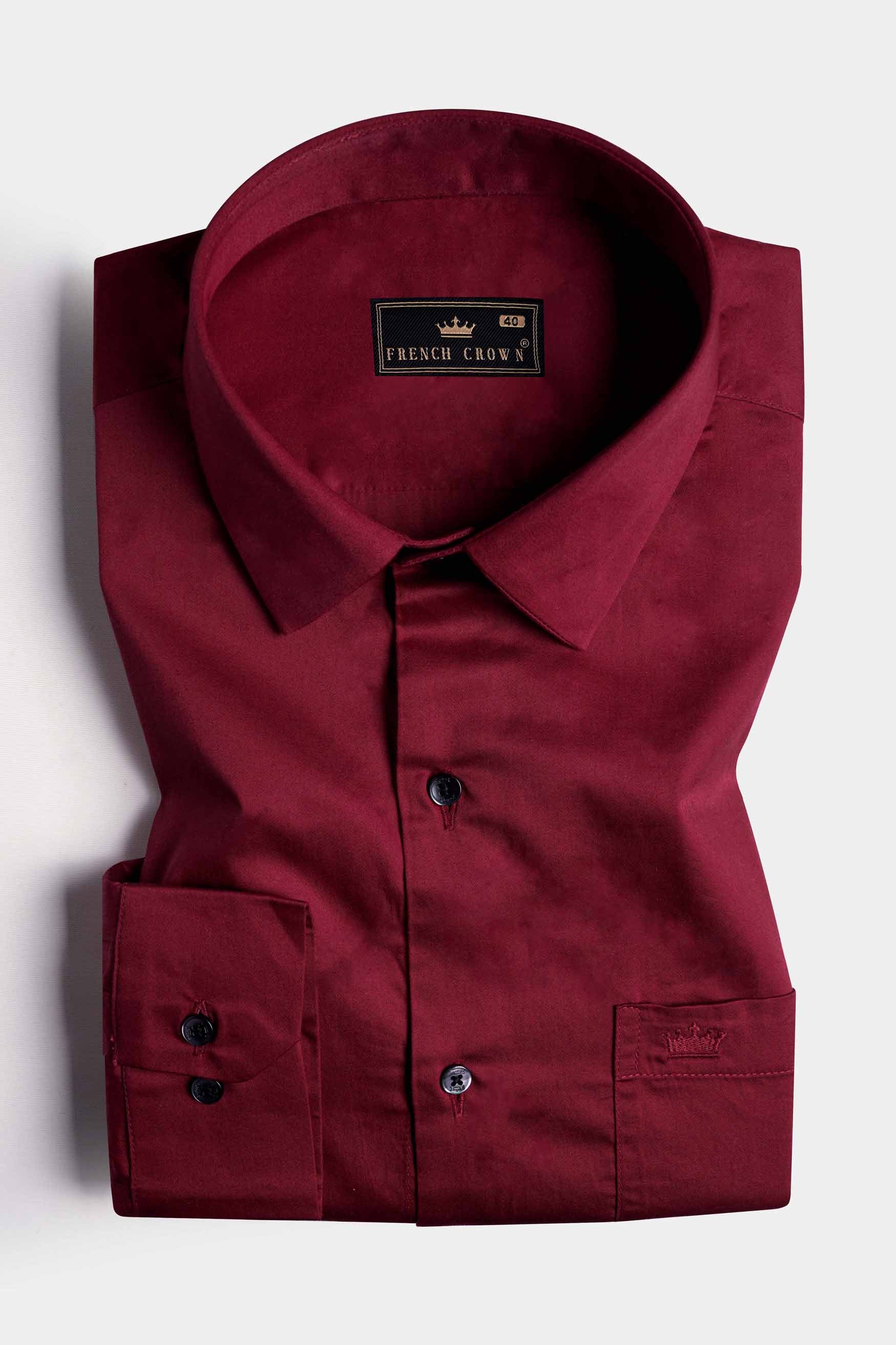 Bordeaux Red Subtle Sheen Super  Soft Premium Cotton Shirt