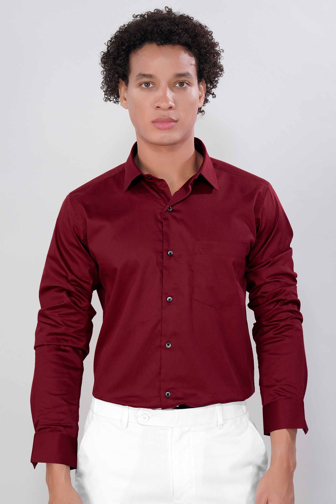 BORDEAUX RED SUBTLE SHEEN SUPER SOFT PREMIUM COTTON SHIRT