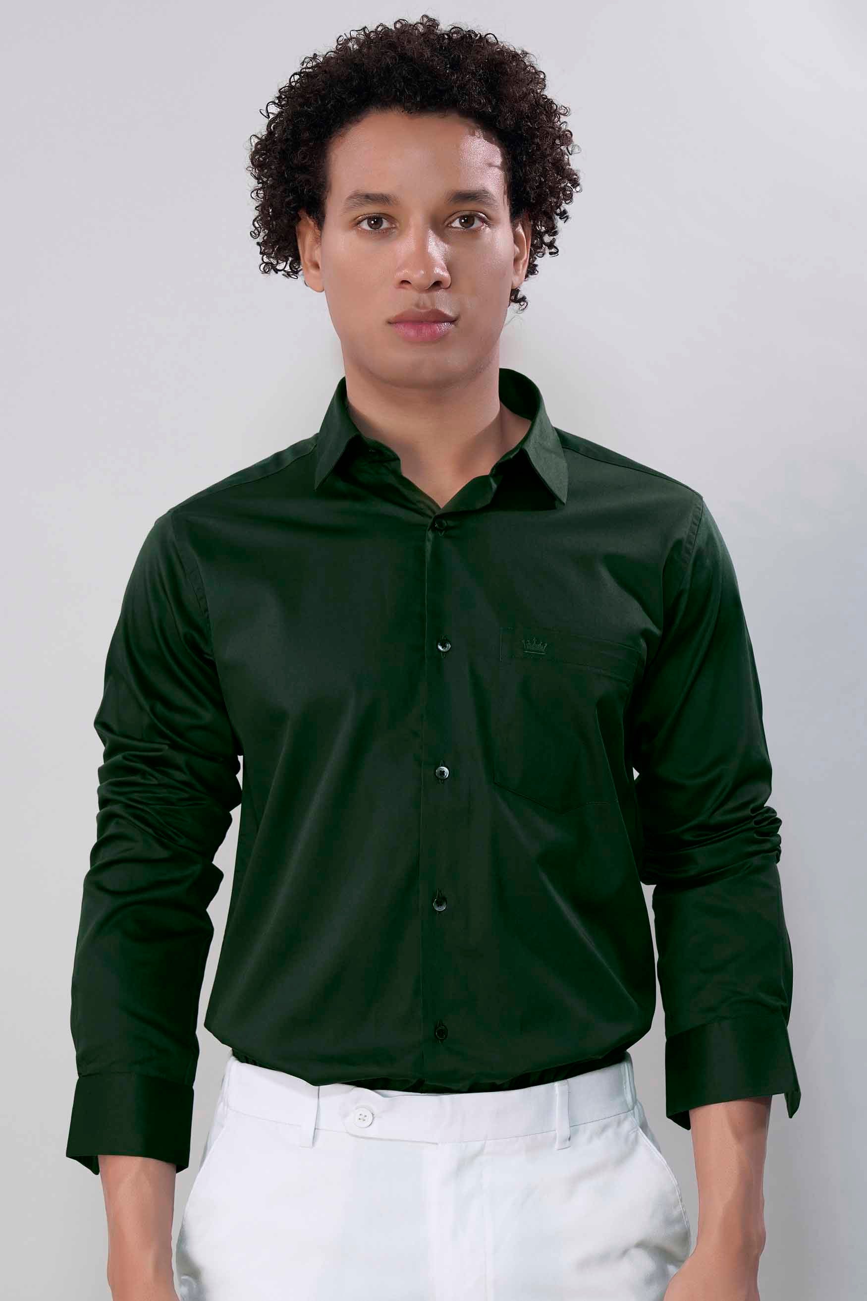 Lunar Green Subtle Sheen Super  Soft Premium Cotton Shirt