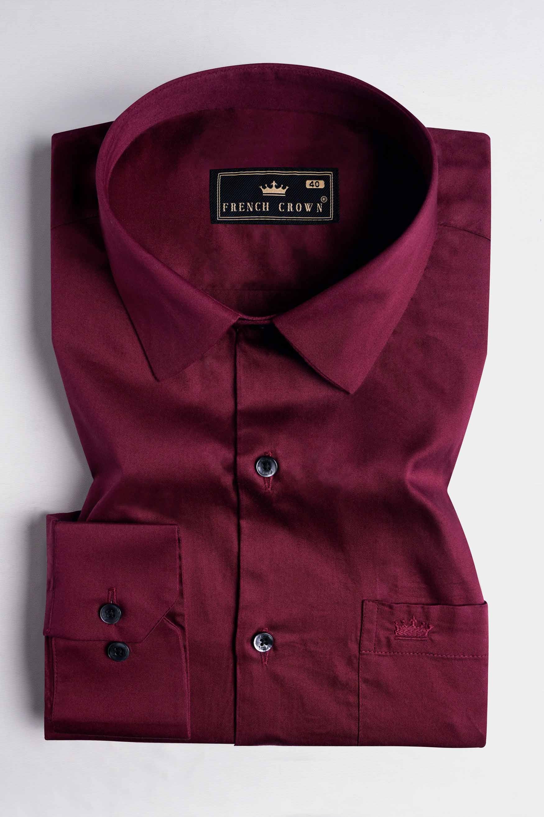 Persian Plum Maroon Subtle Sheen Super  Soft Premium Cotton Shirt