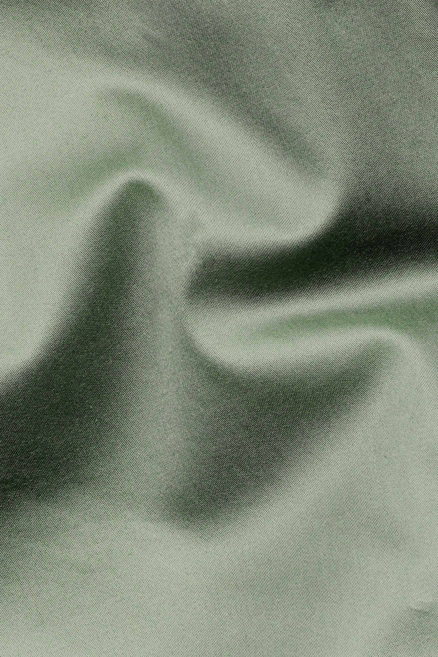 Greenish Subtle Sheen Super  Soft Premium Cotton Mandarin Shirt