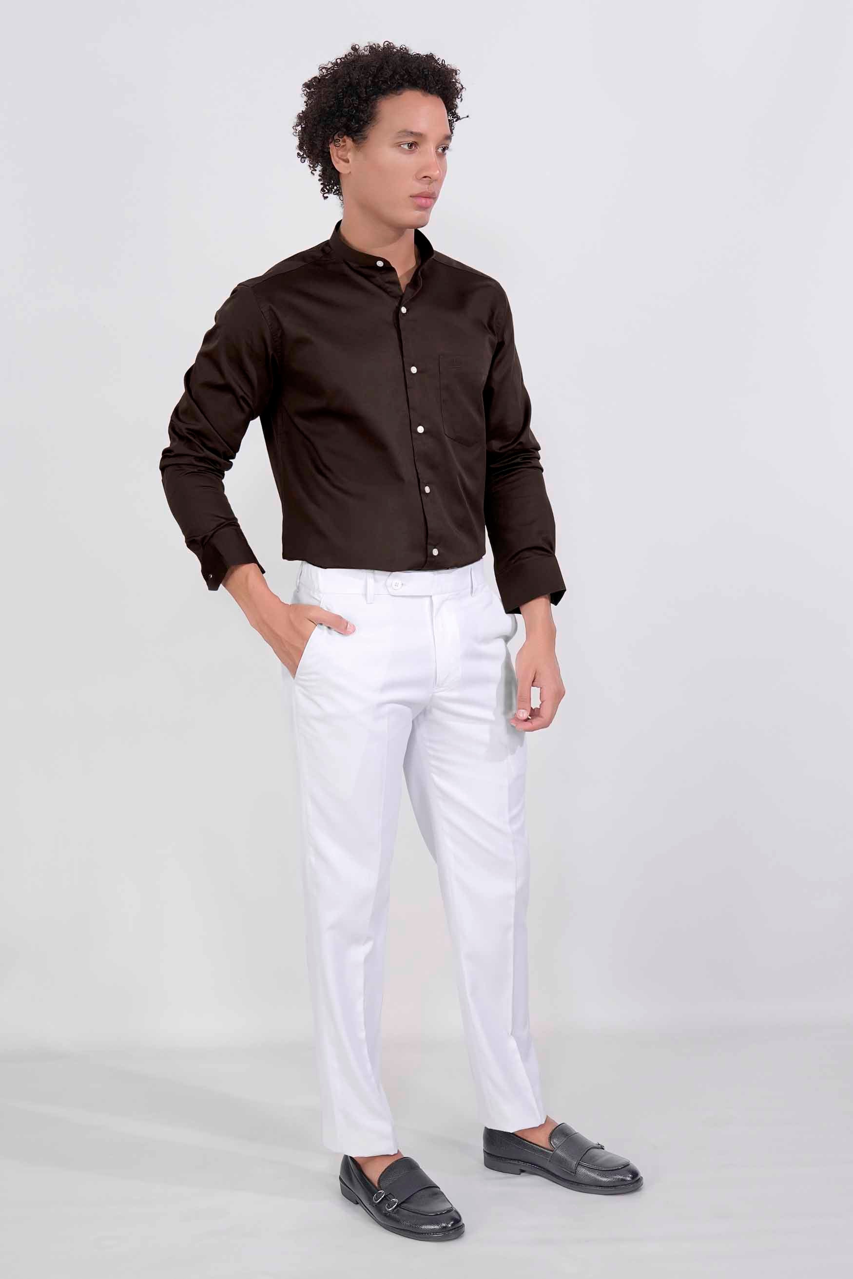 Bistre Brown Subtle Sheen Super  Soft Premium Cotton Shirt