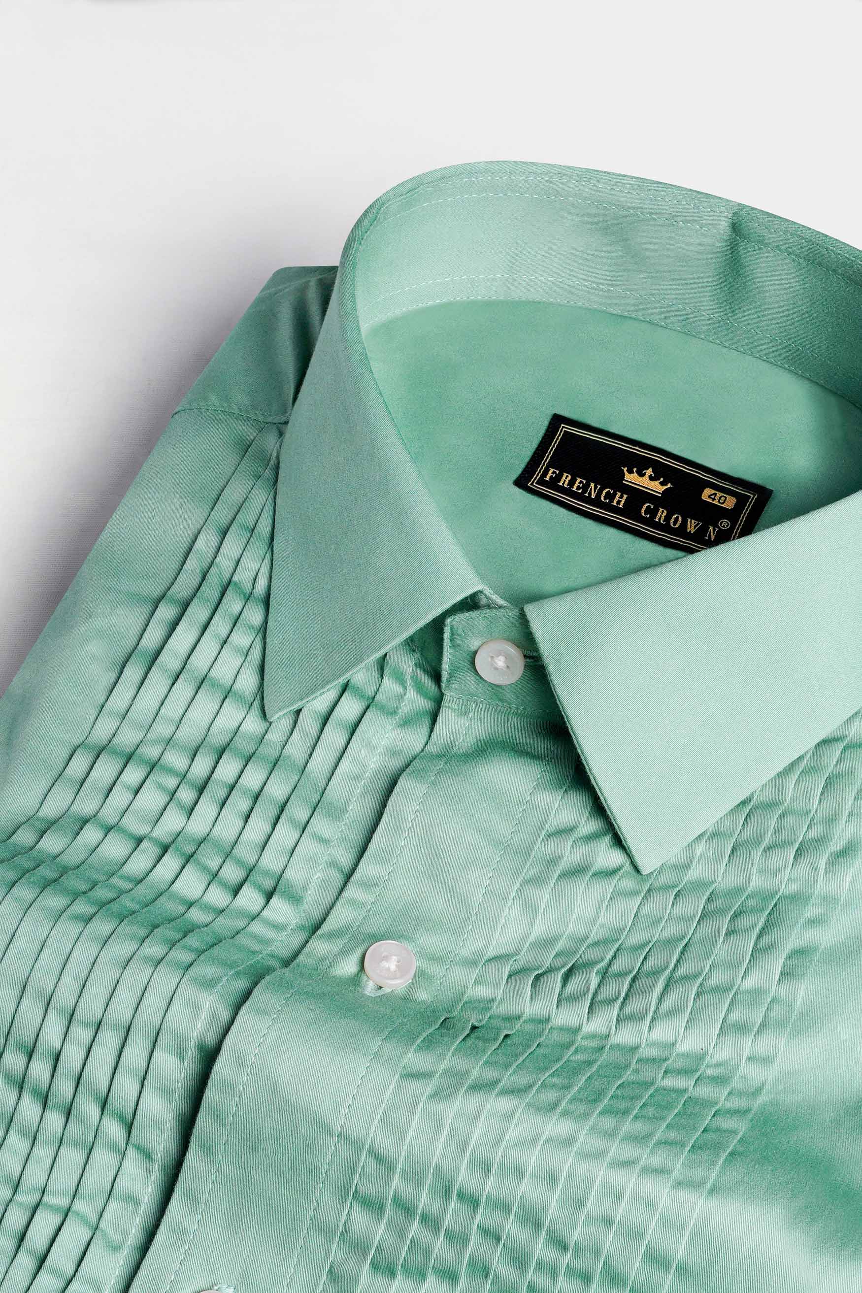 Gulf Stream Green Subtle Sheen Super  Soft Premium Cotton Tuxedo Shirt