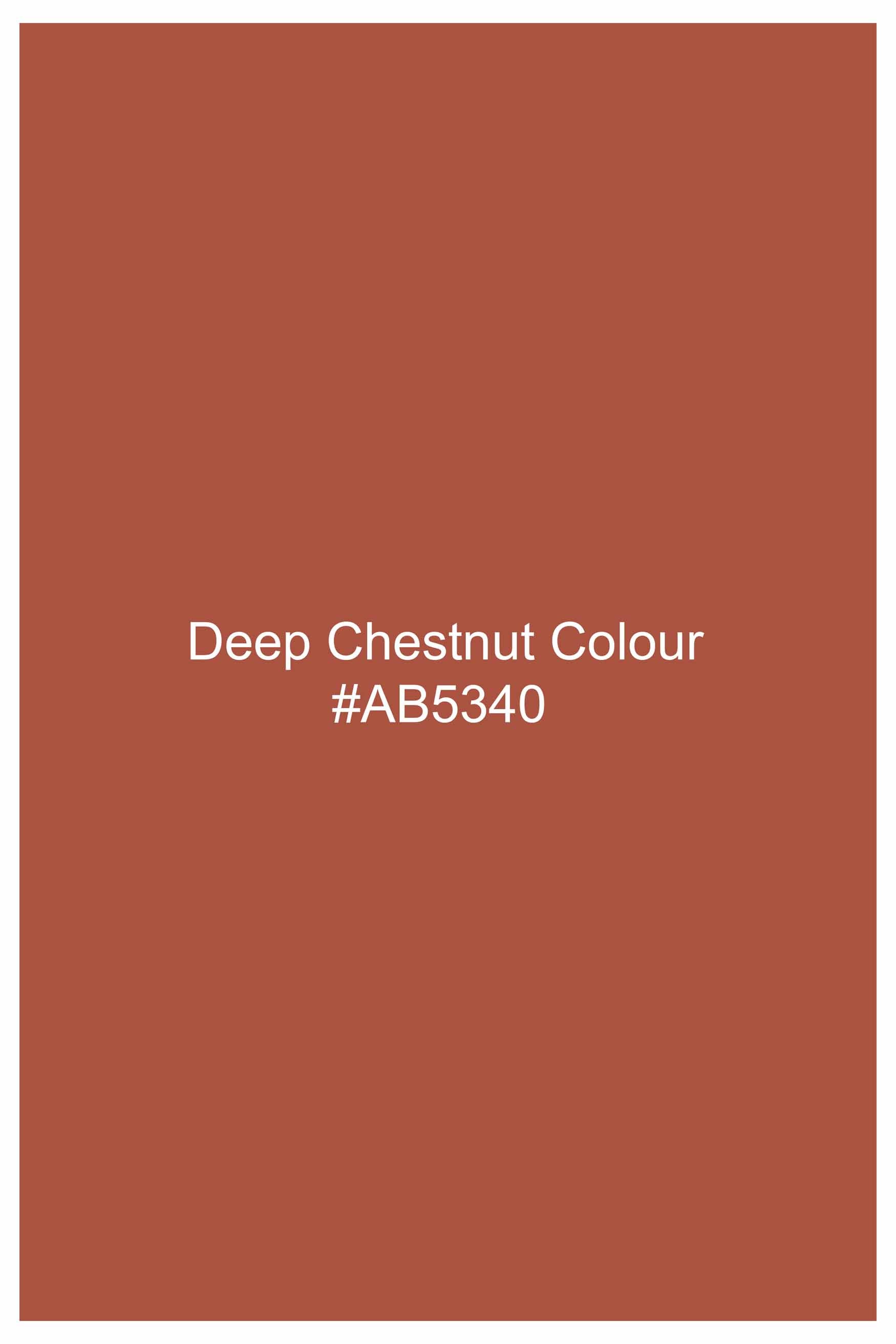 Deep Chestnut Orange Subtle Sheen Super  Soft Premium Cotton Mandarin Shirt
