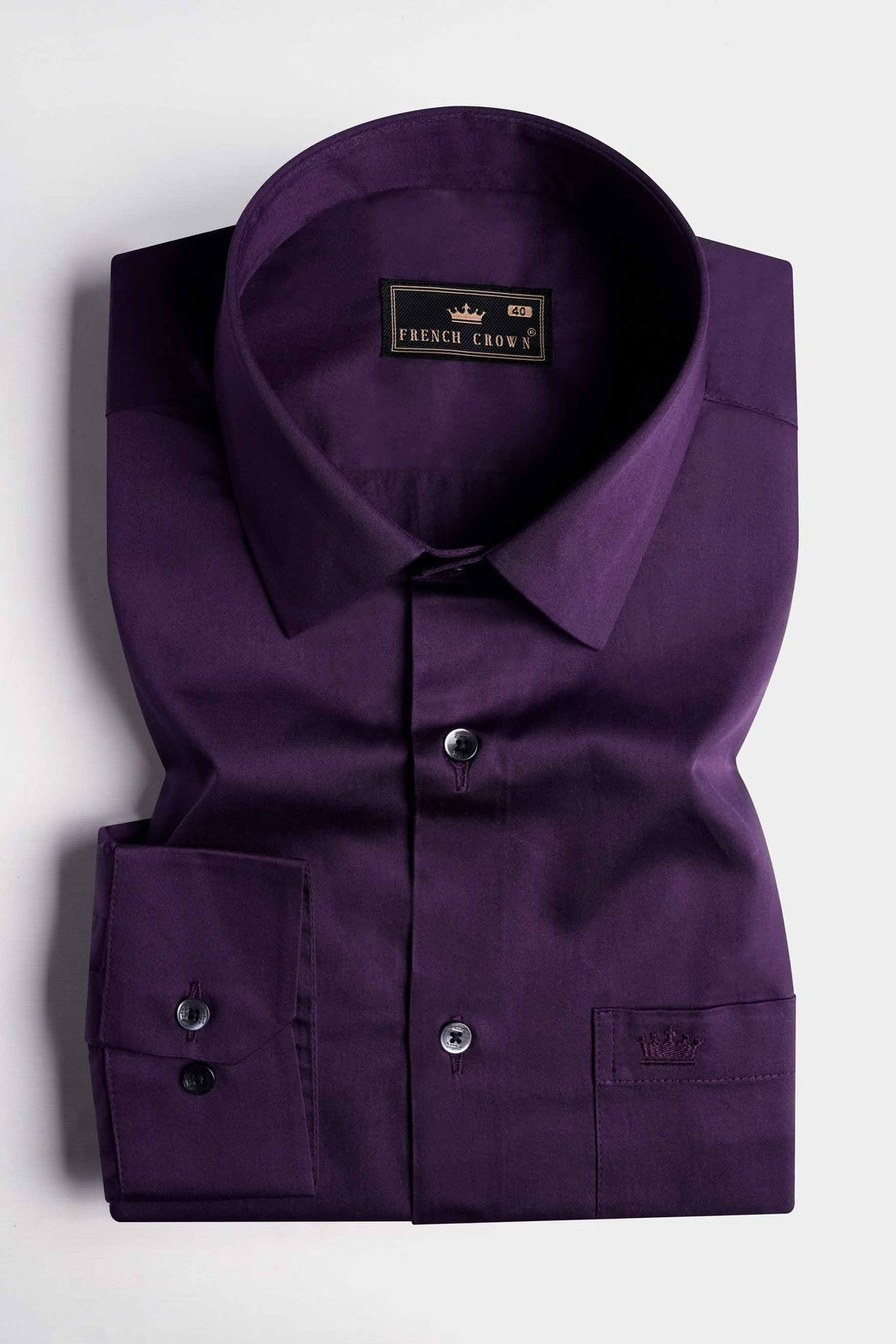 Rare Rabbit Men's Venziya Dark Purple Cotton Fabric Full Sleeves Solid