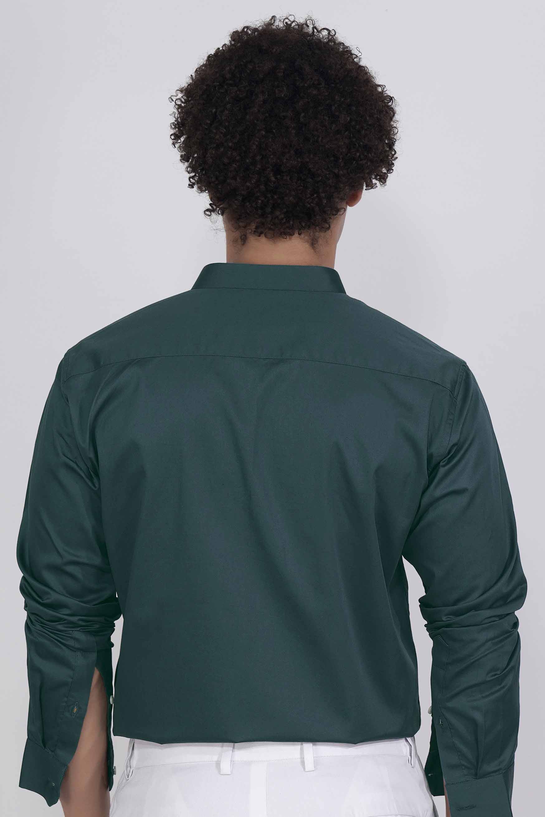 Dark Slate Green Subtle Sheen Super  Soft Premium Cotton Mandarin Shirt