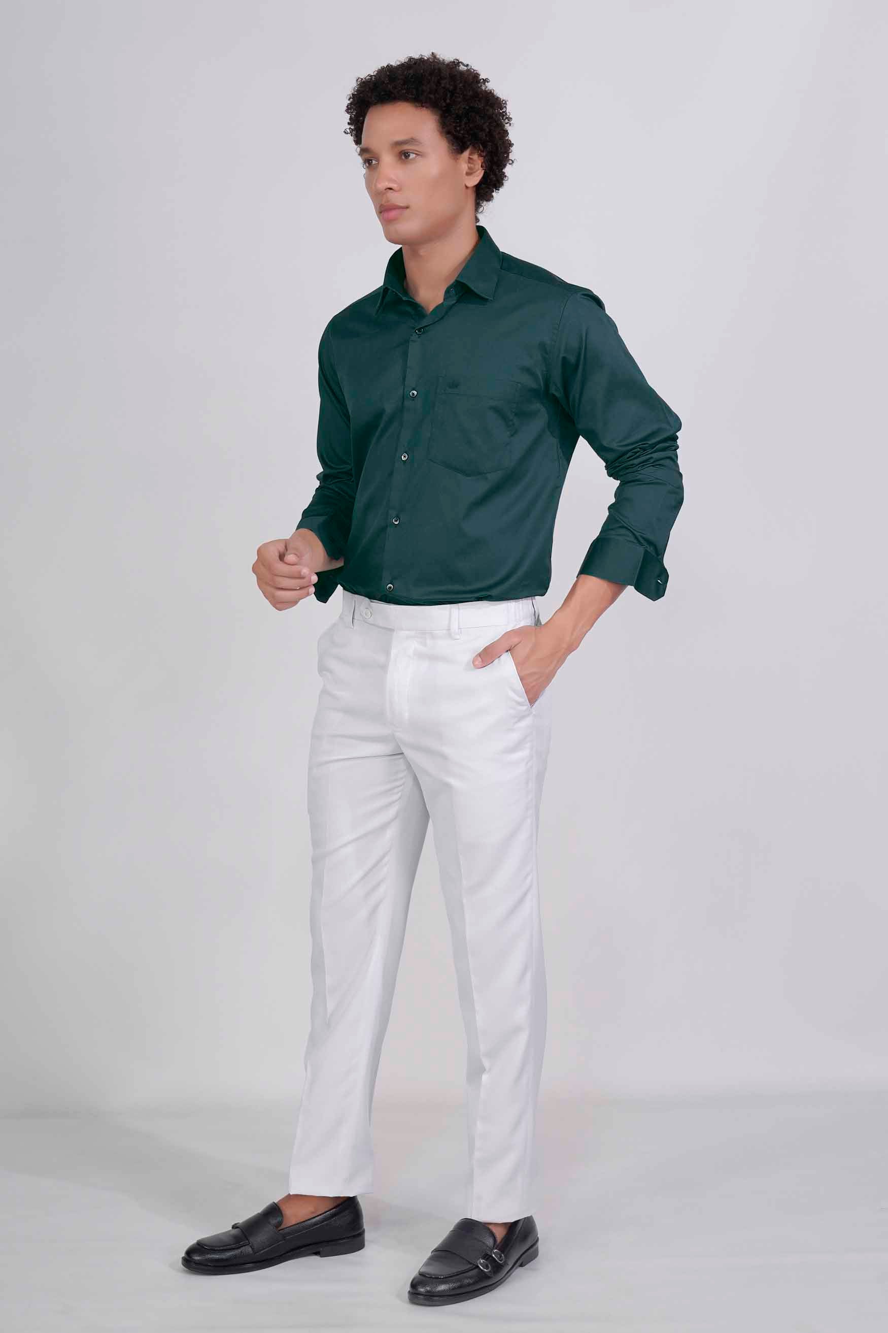 Buy Men Green Slim Fit Formal Full Sleeves Formal Shirt Online - 286581 |  Peter England