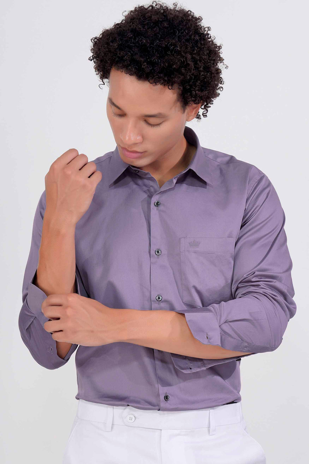 AMETHYST SMOKE LAVENDER SUBTLE SHEEN SUPER SOFT PREMIUM COTTON SHIRT