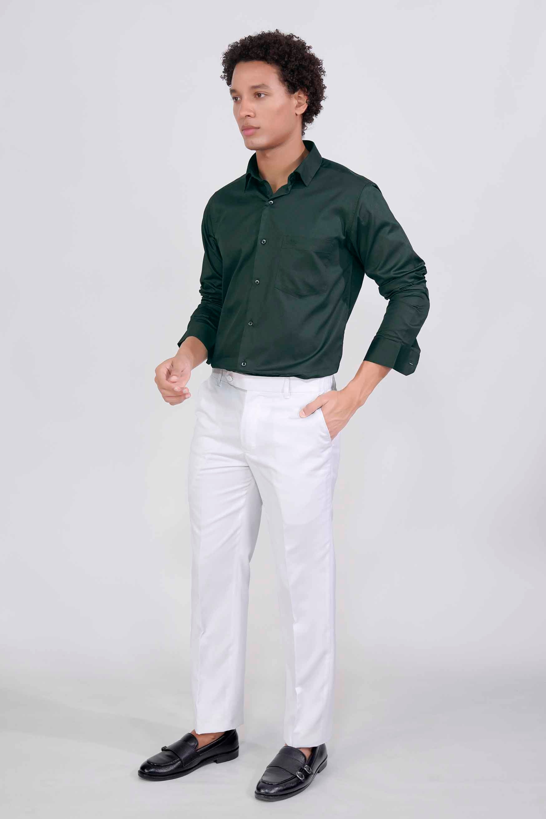Burnham Green Subtle Sheen Super Soft Premium Cotton Shirt