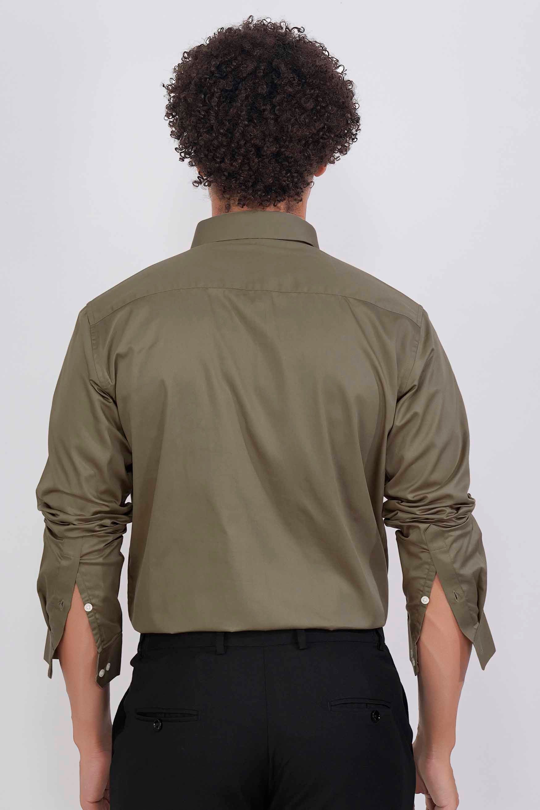 Sandstone Brown Subtle Sheen Super Soft Premium Cotton Tuxedo Shirt
