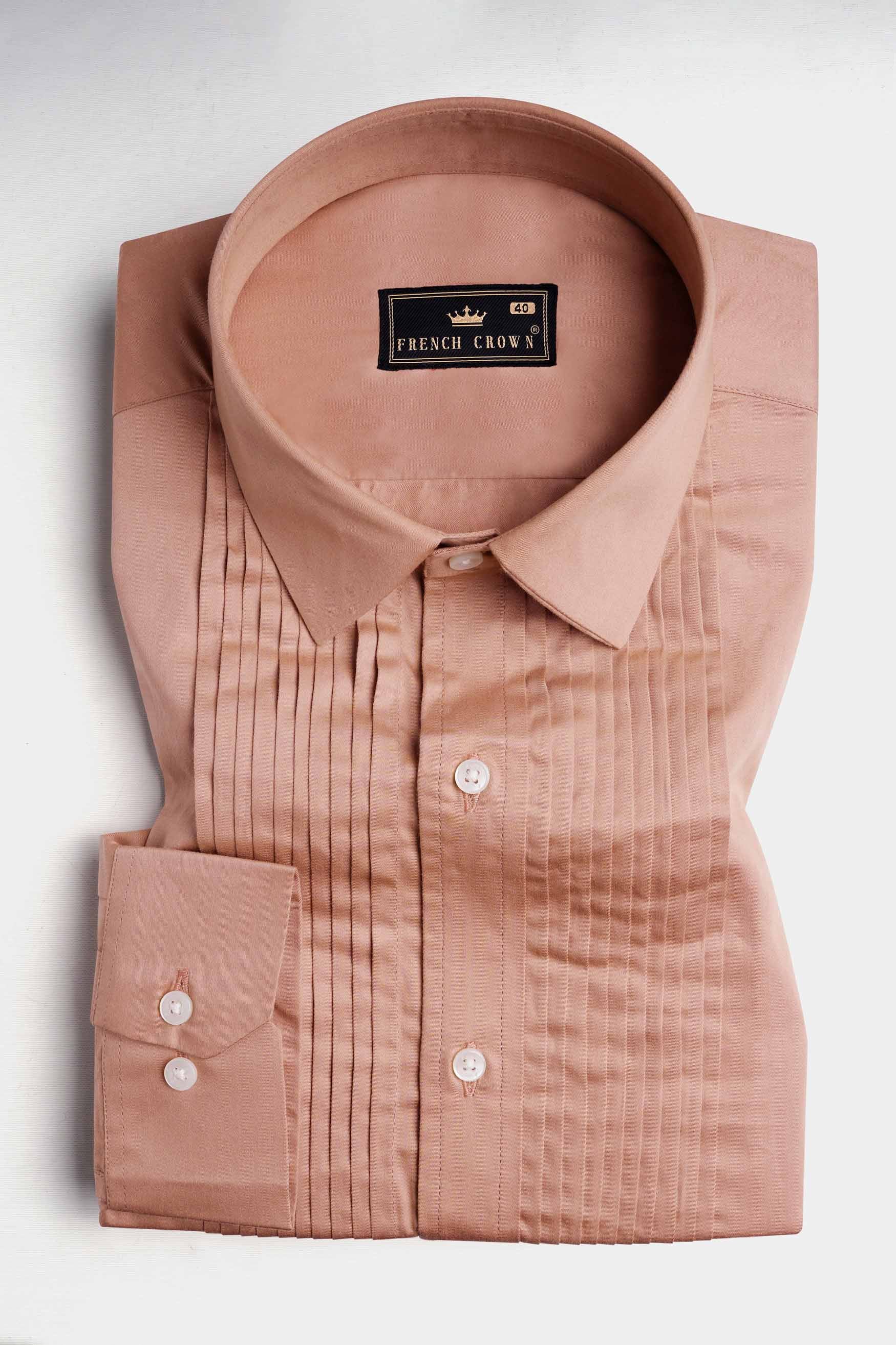 Sandrift Peach Subtle Sheen Super Soft Premium Cotton Tuxedo Shirt